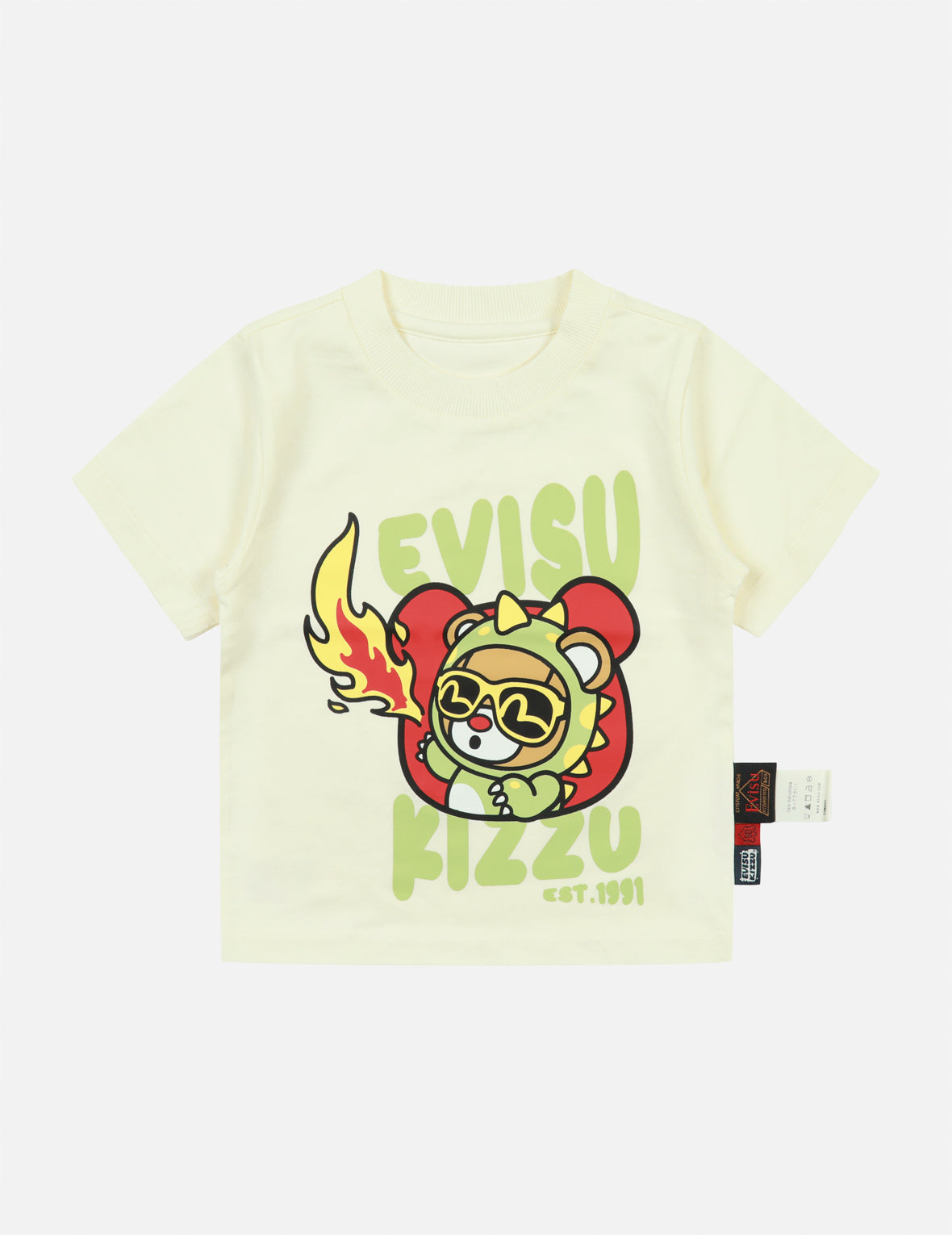 噴火恐竜とクマプリントレギュラーフィットTシャツ