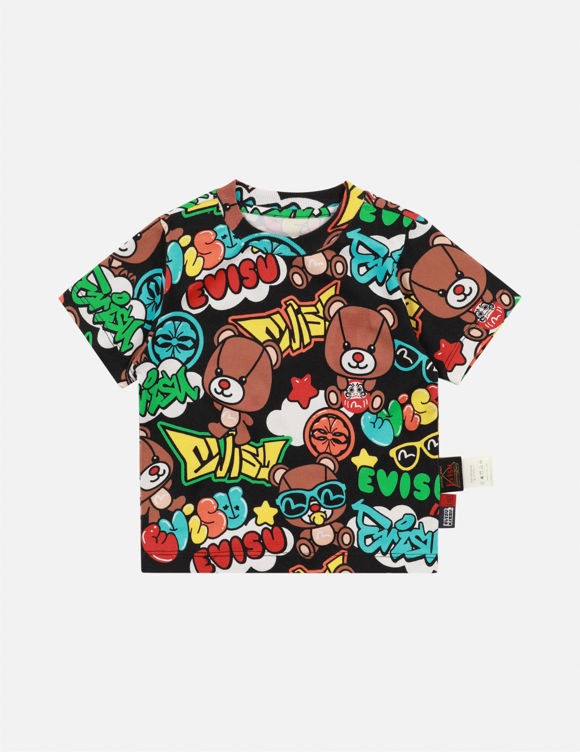 グラフィティスタイルのマルチプリントレギュラーフィットTシャツ