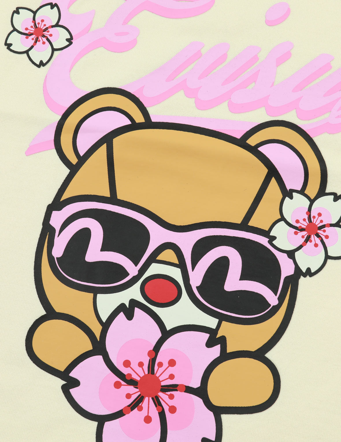 さくらとクマのグラフィックプリントレギュラーフィットTシャツ