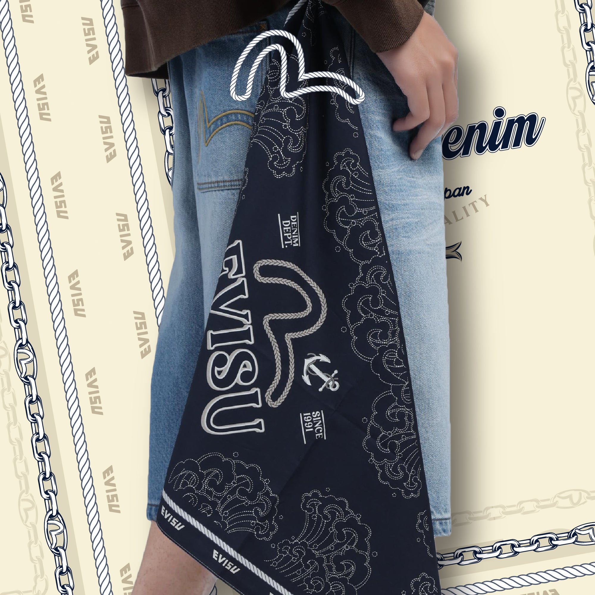二色パターンスカーフ