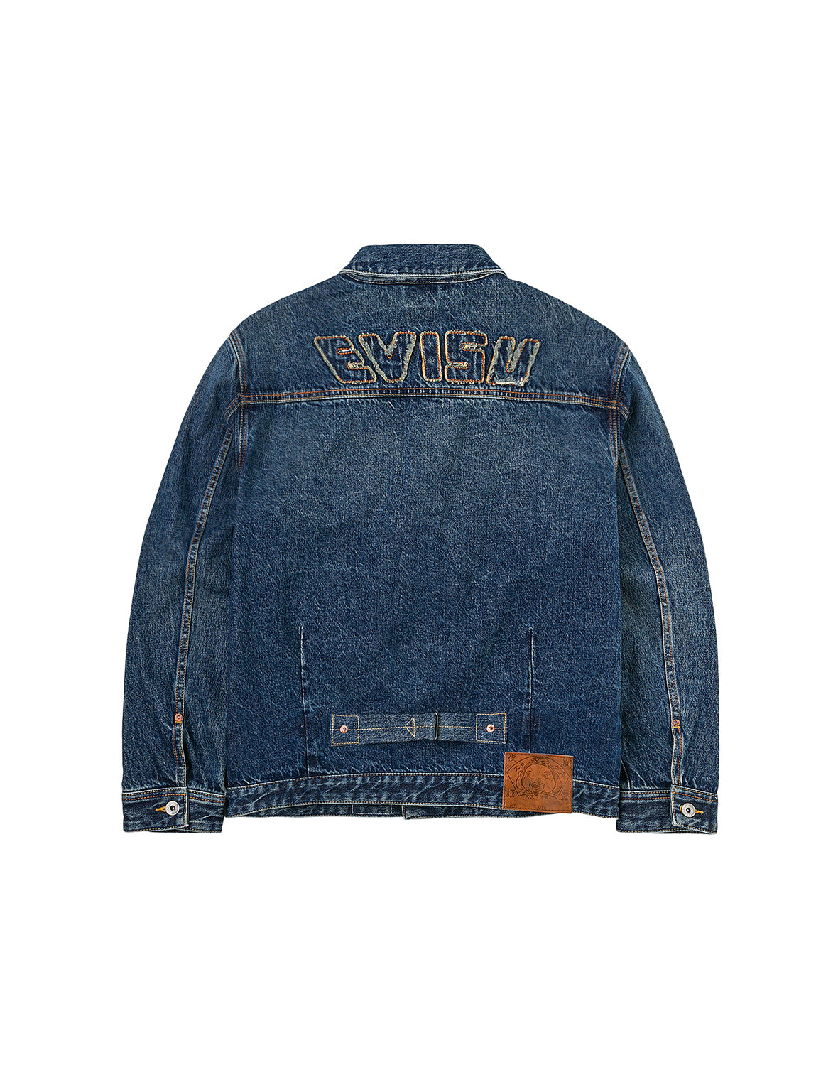 ディストレスドカモメプリントとほつれロゴパッチ刺繍 リラックスフィット デニムジャケット