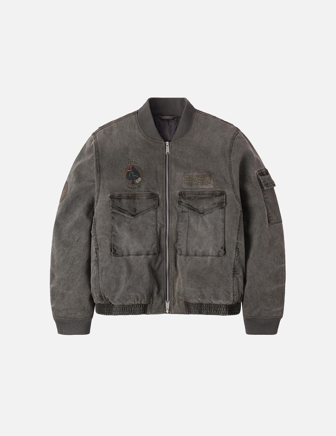 ヘビーウォッシュドマルチロゴバッジプリント レギュラーフィット パッド入りボンバージャケット