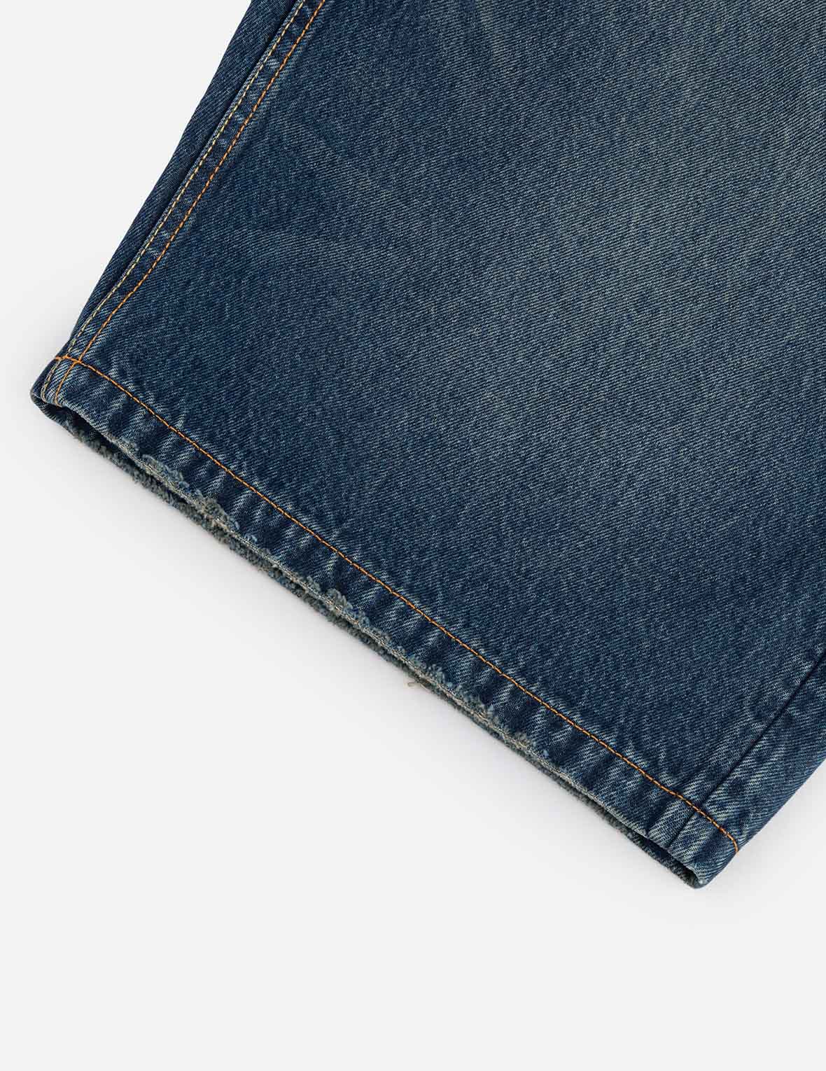 カモメ刺繍 レギュラーフィット ウォッシュドデニムジョーツ