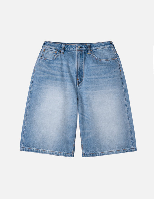 Seagull Embroidery Regular Fit Washed Denim Jorts