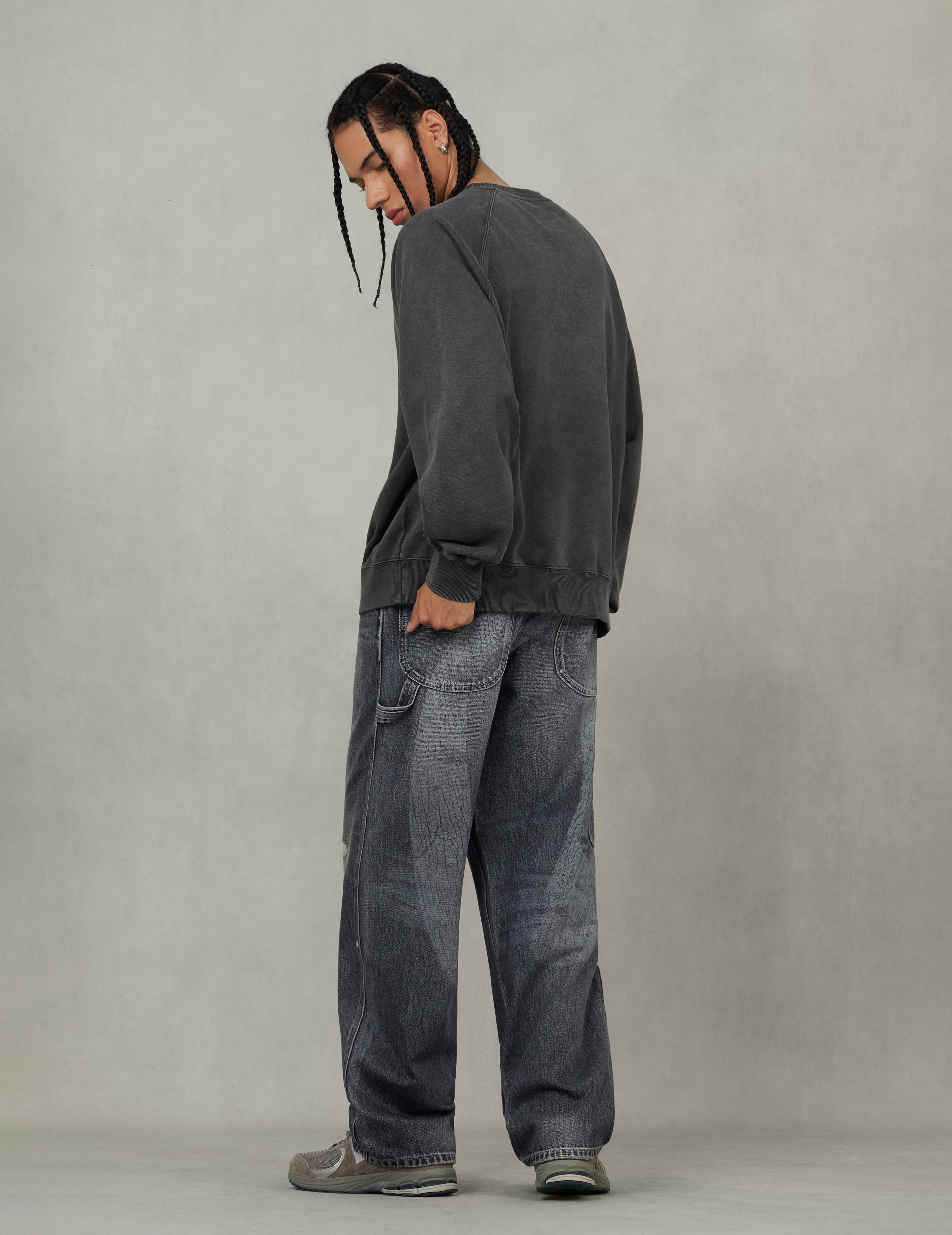 アメリカン「恵比寿」パッチとカモメ刺繍 リラックスフィット スウェットシャツ