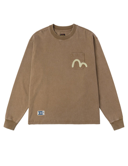 カモメ刺繍ポケット リラックスフィット 長袖Tシャツ
