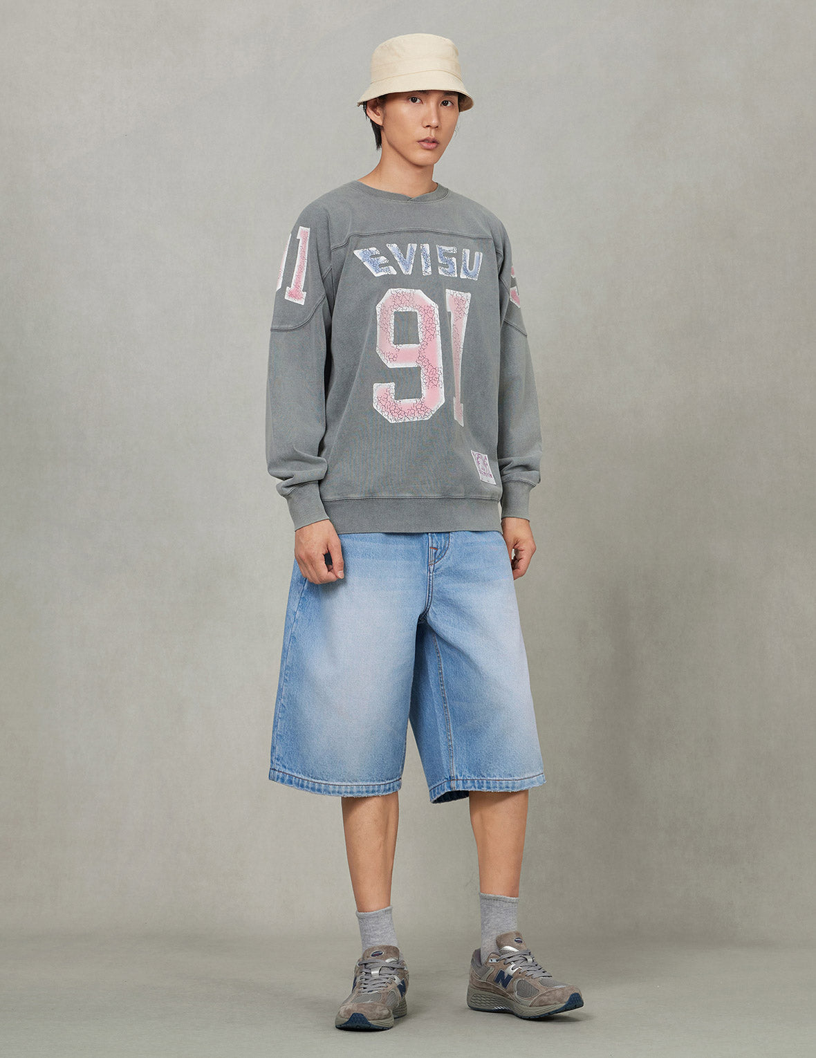 ロゴと「91」プリント レギュラーフィット 長袖Tシャツ