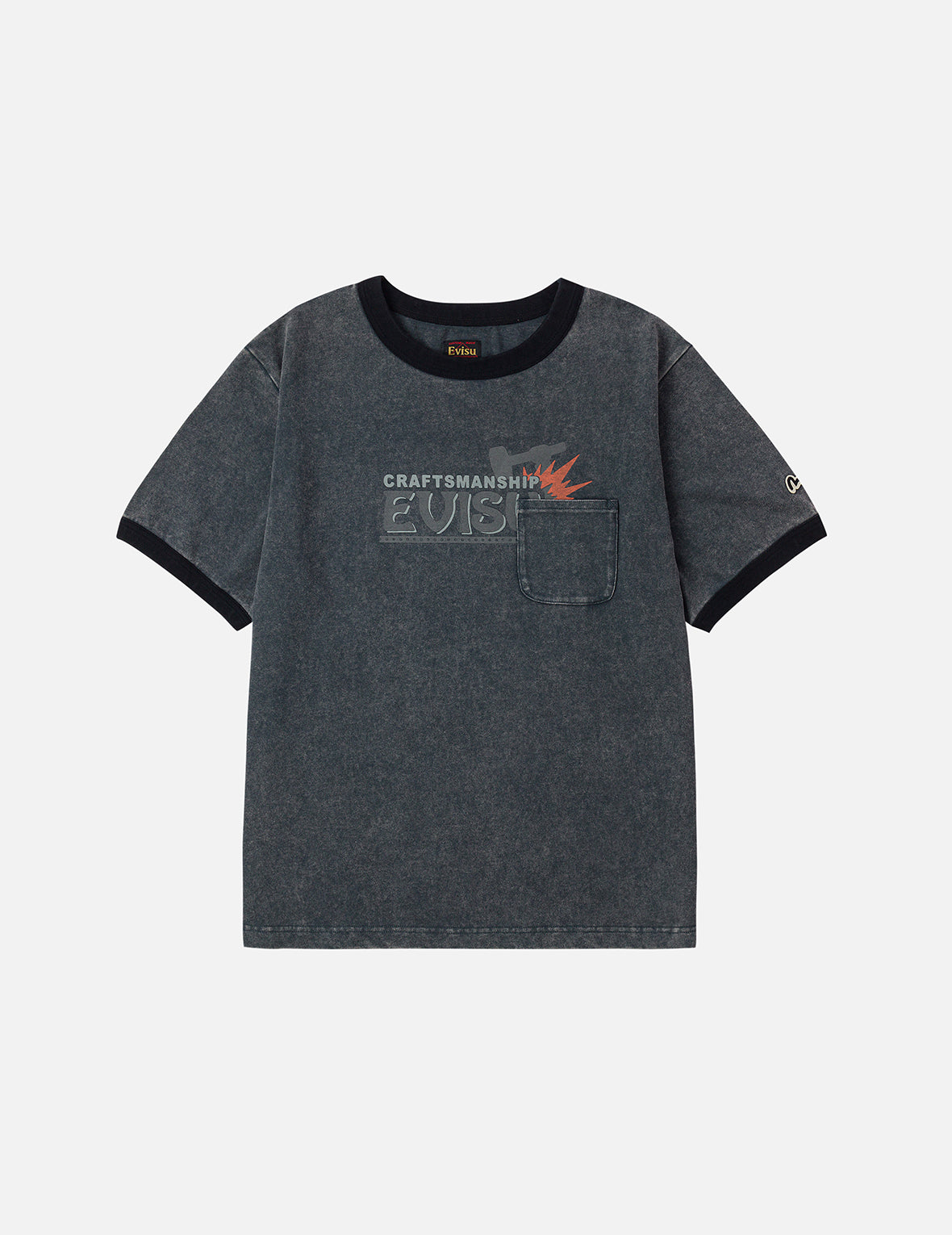 EVISUワークウェアプリント リラックスフィット リンガーTシャツ