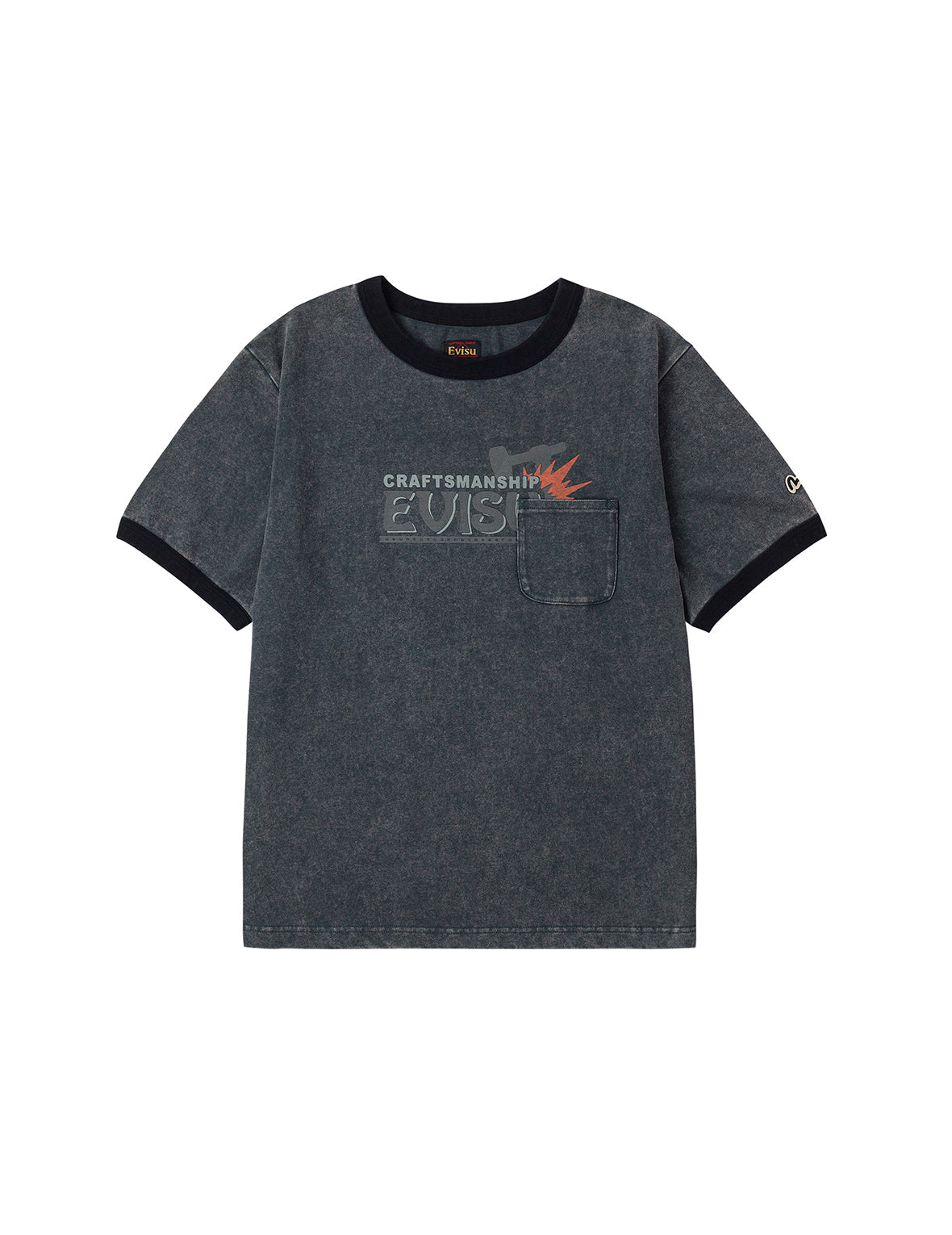 EVISUワークウェアプリント リラックスフィット リンガーTシャツ