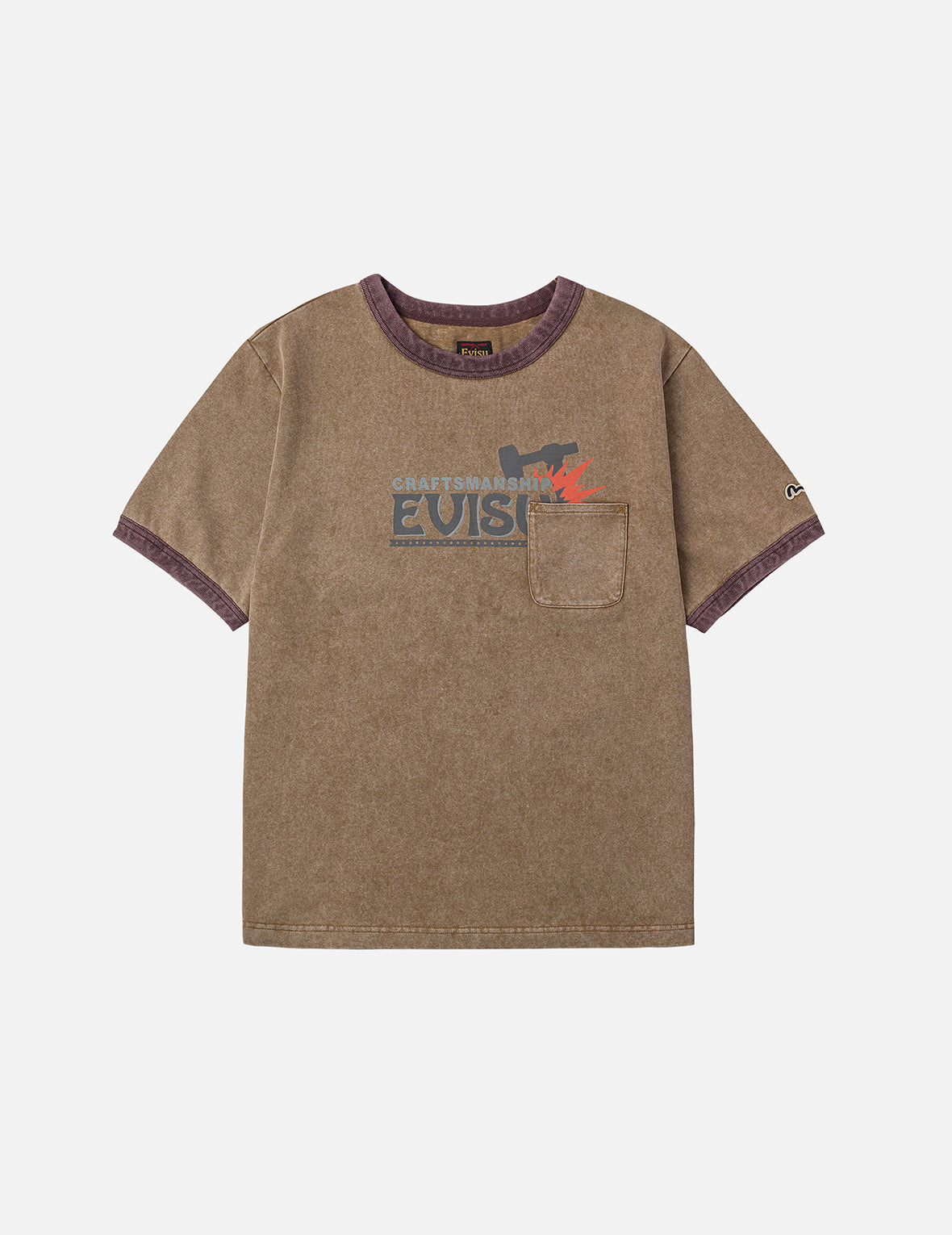EVISUワークウェアプリント リラックスフィット リンガーTシャツ