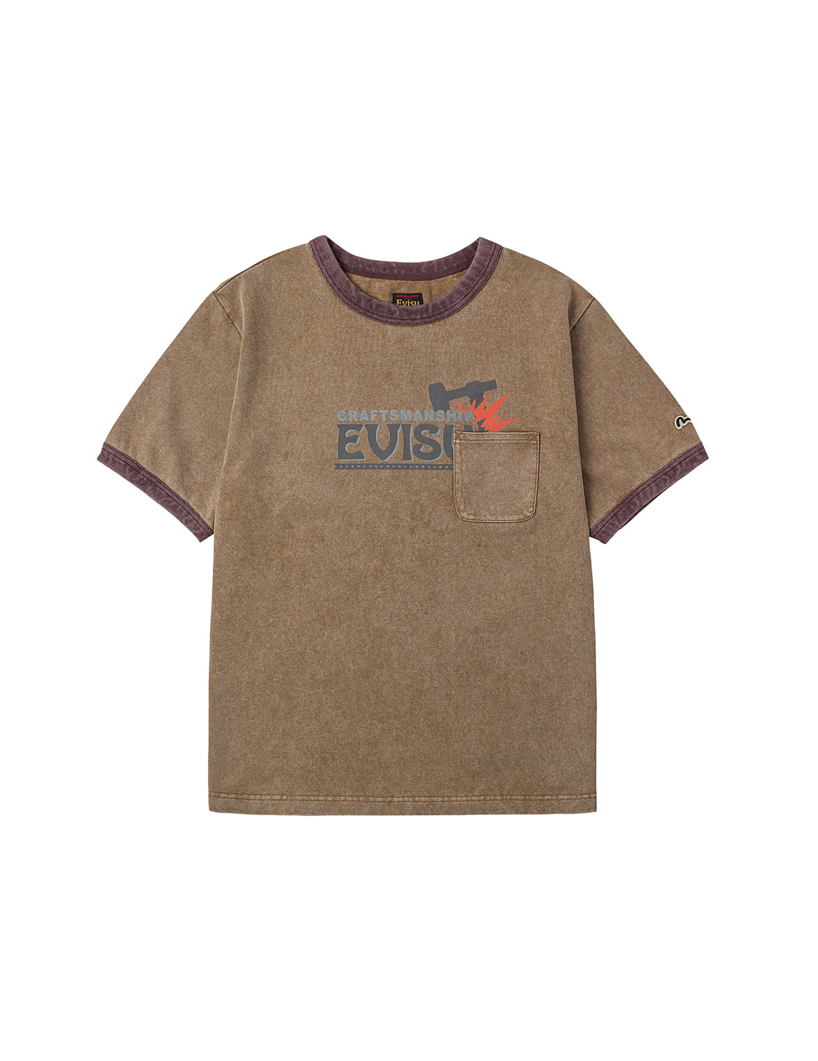 EVISUワークウェアプリント リラックスフィット リンガーTシャツ