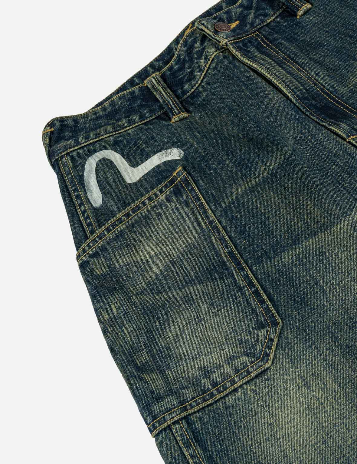 Dark Green Washed Graphic Loose Fit Jeans