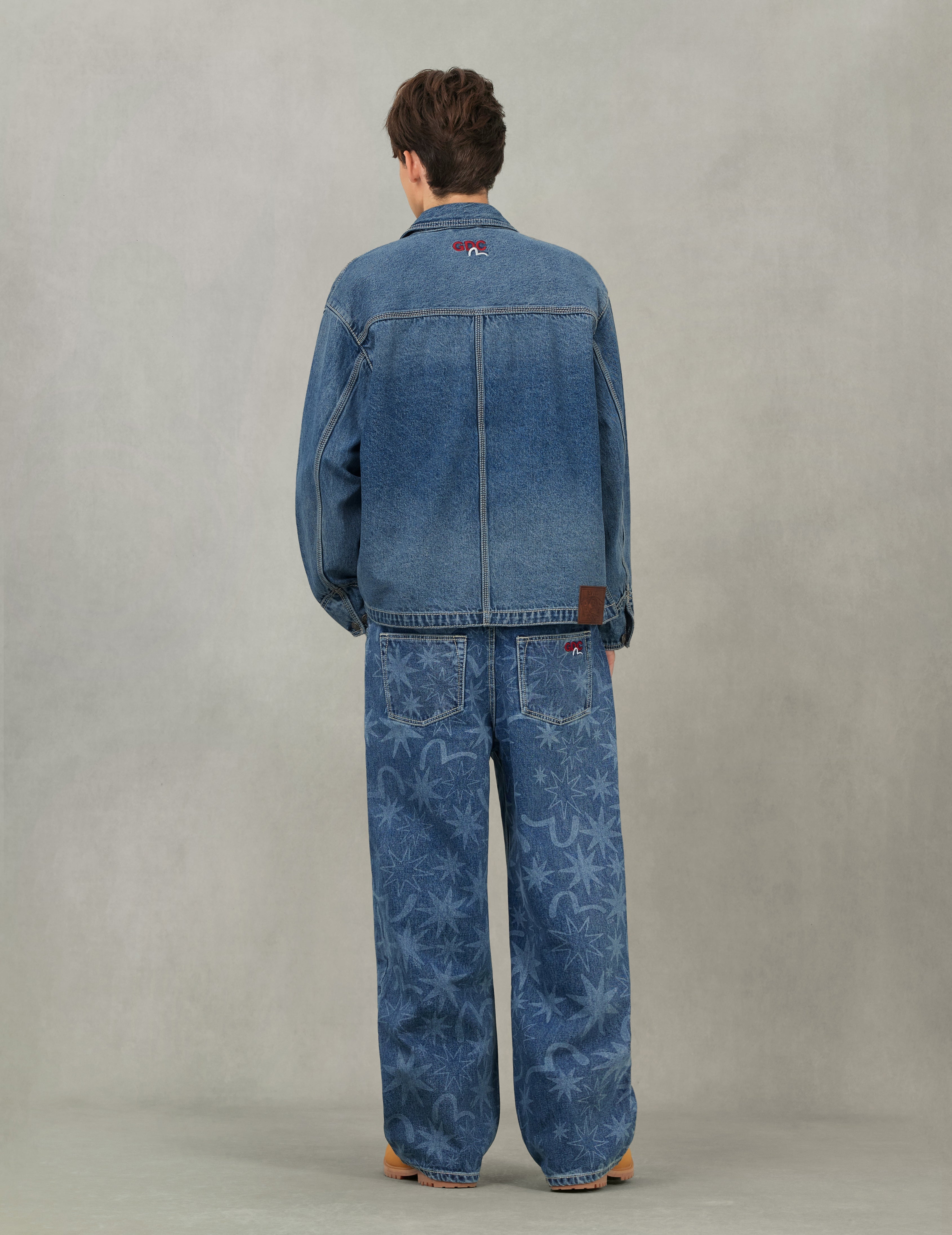 EVISU X GDC オールオーバーウォッシュドプリント リラックスフィット ジーンズ