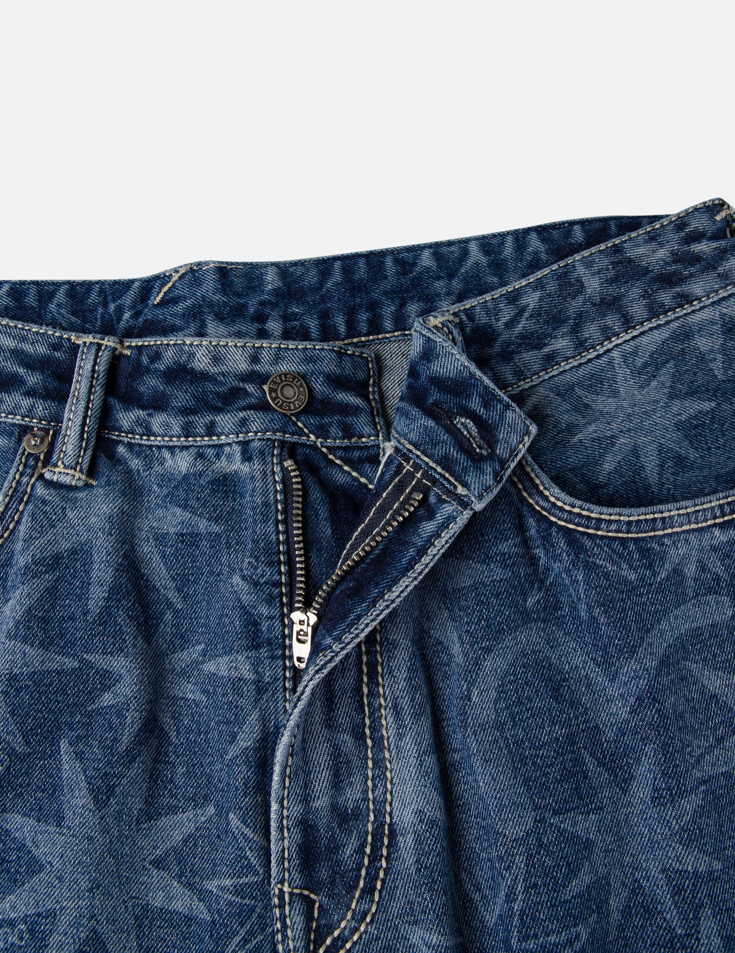 EVISU X GDC オールオーバーウォッシュドプリント リラックスフィット ジーンズ