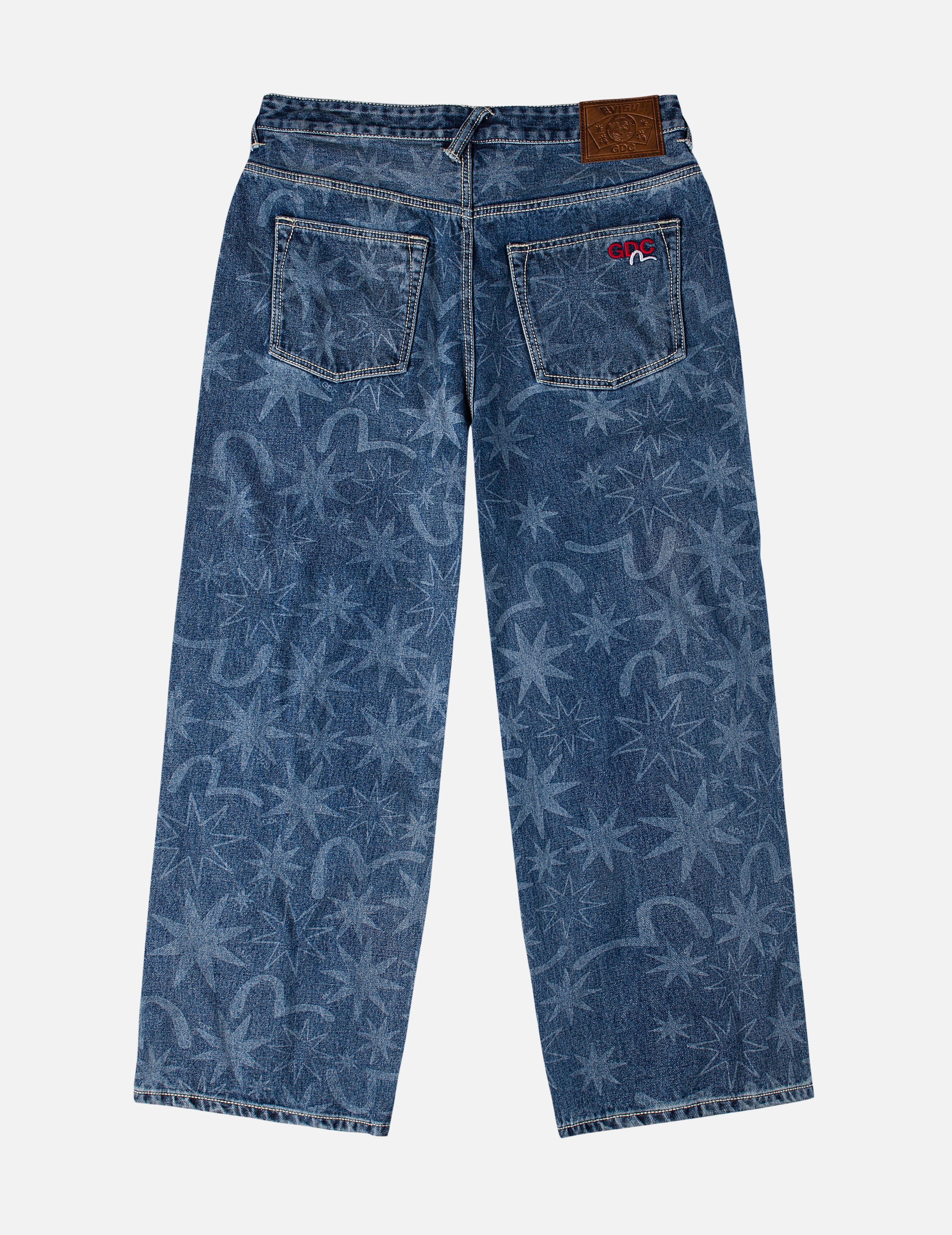 EVISU X GDC オールオーバーウォッシュドプリント リラックスフィット ジーンズ