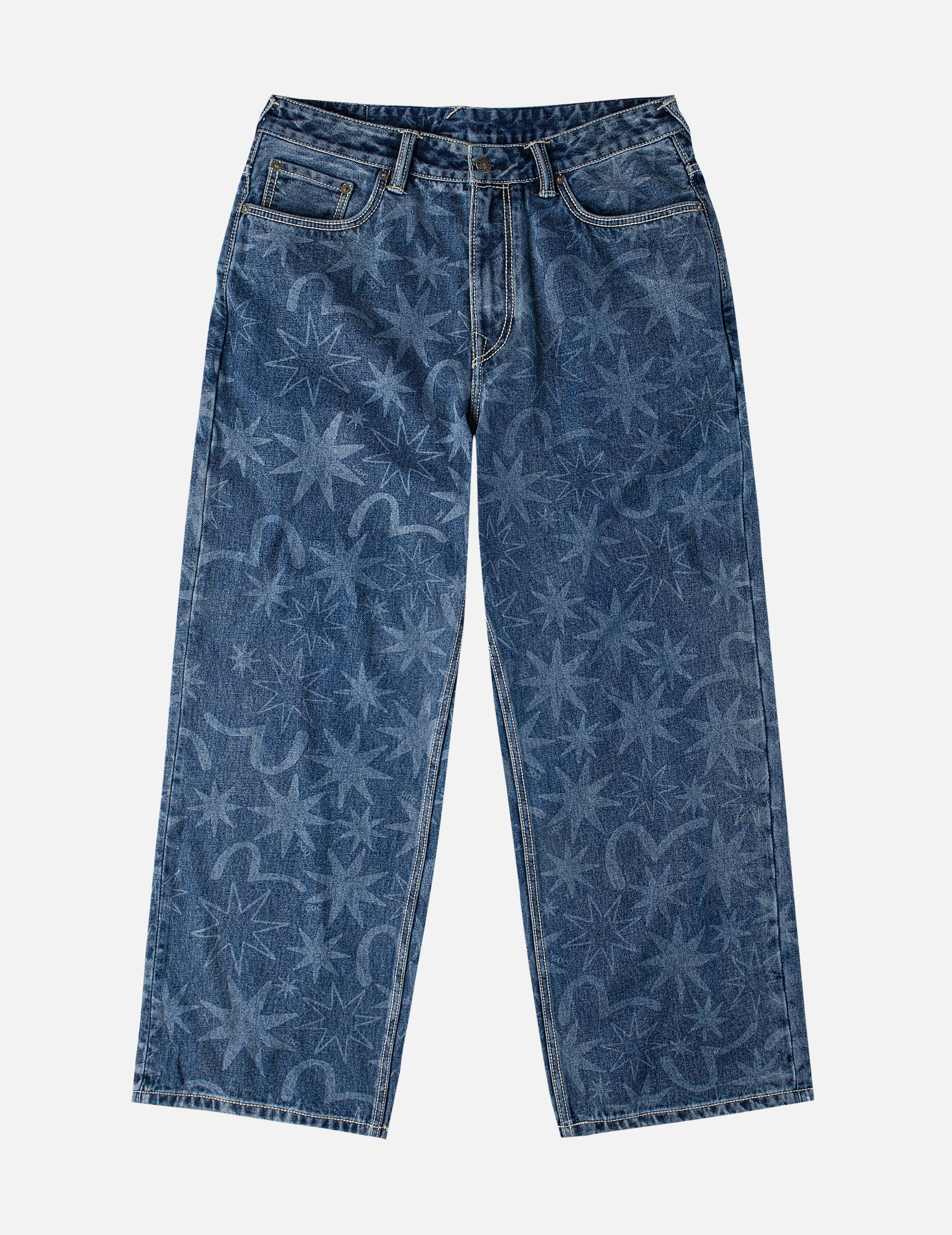 EVISU X GDC オールオーバーウォッシュドプリント リラックスフィット ジーンズ