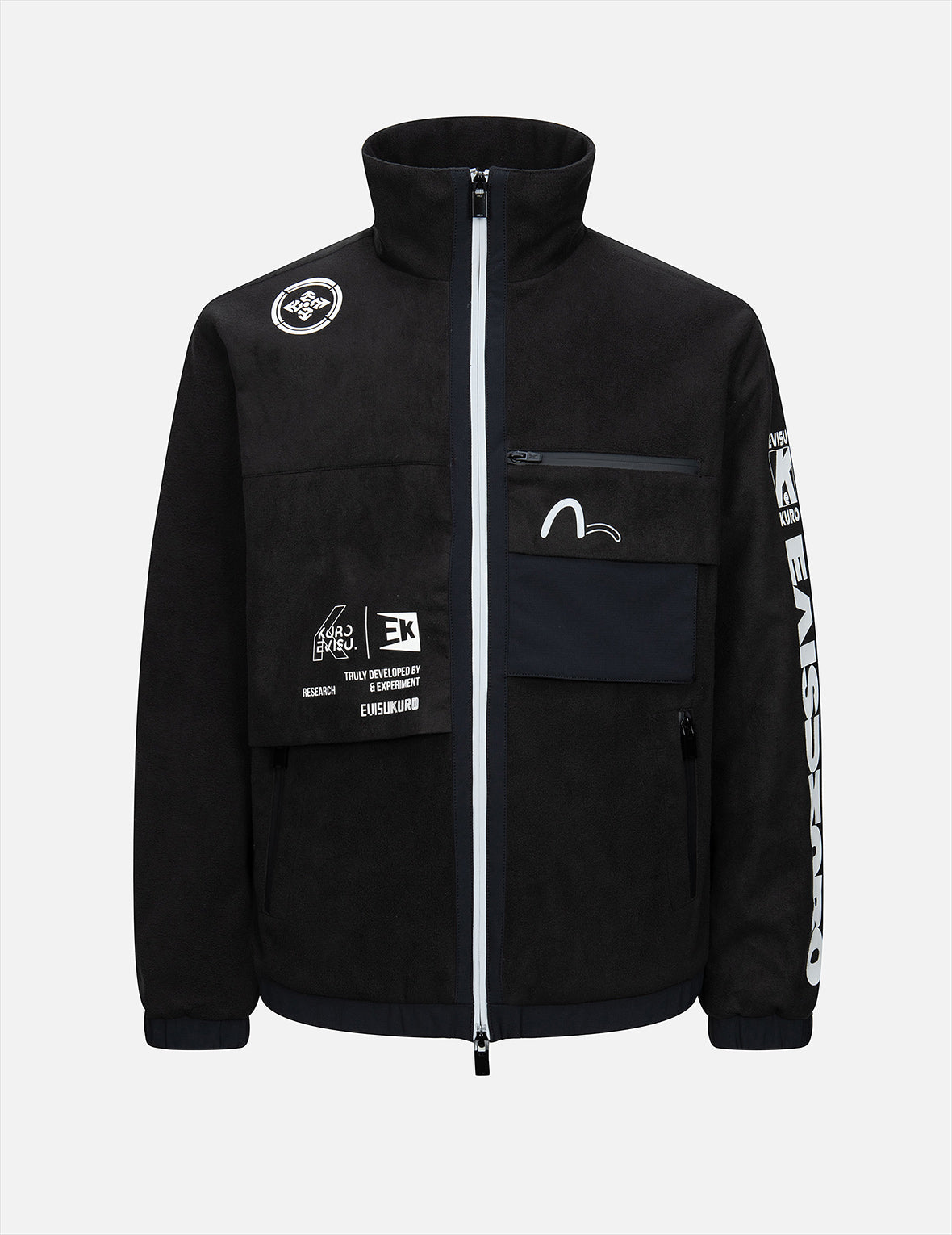 マルチグラフィックスプリントのレギュラーフィットフリースパデッドジャケット