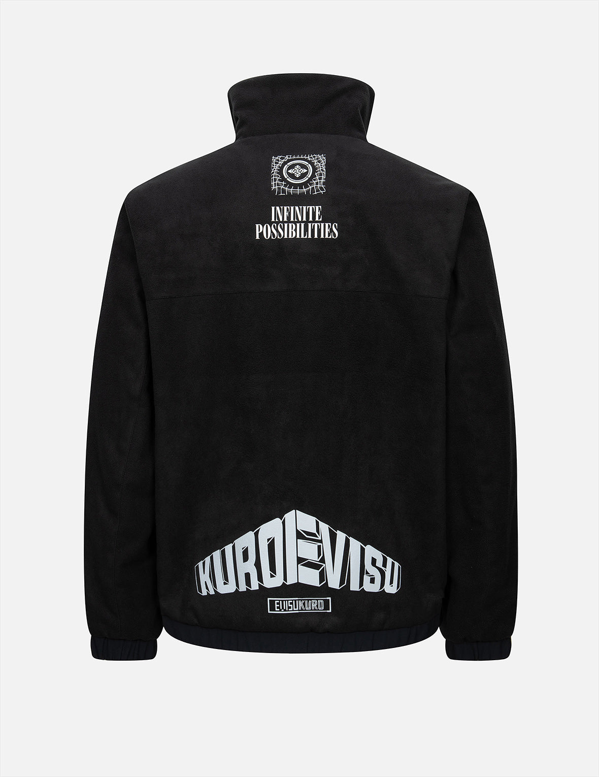 マルチグラフィックスプリントのレギュラーフィットフリースパデッドジャケット