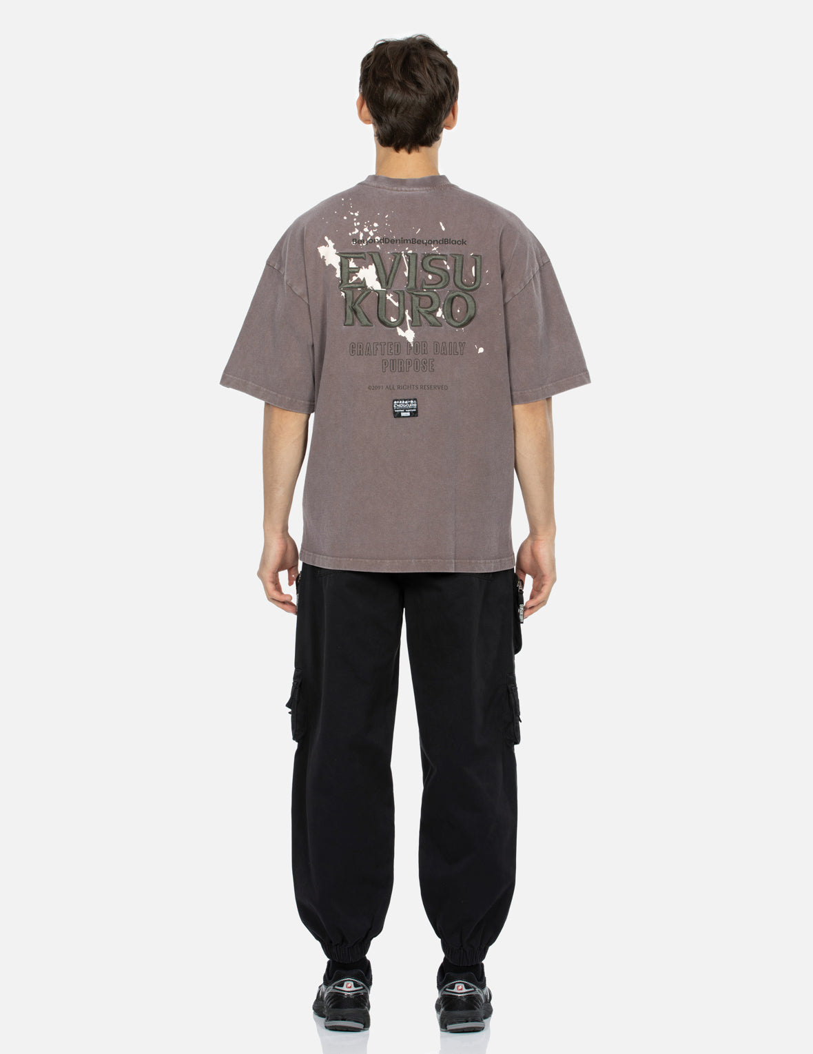 Seagull and Logo Embroidery Pigment Dyed Oversized T-shirt