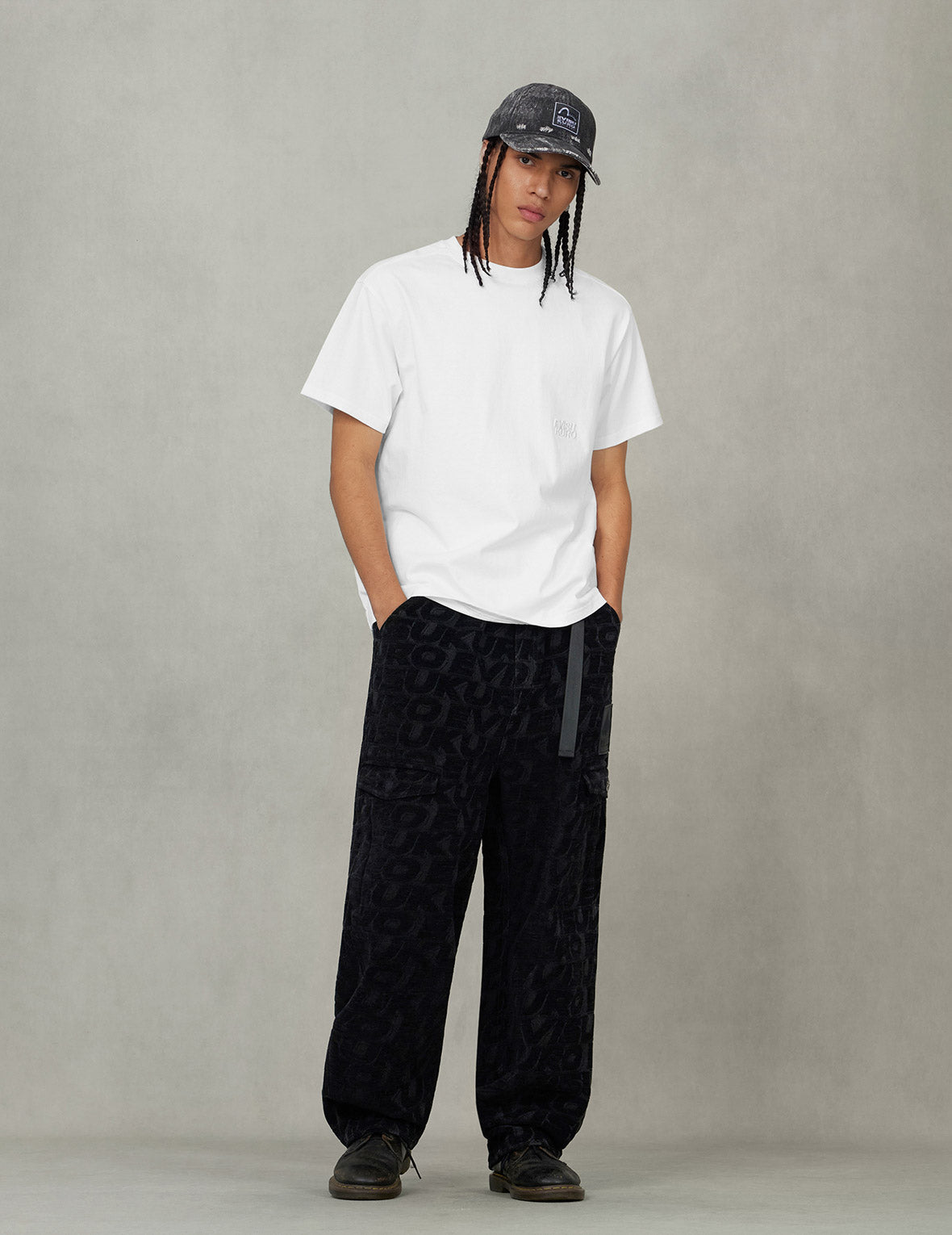 EVISUKURO Flocking and Plastisol Print Regular Fit T-shirt