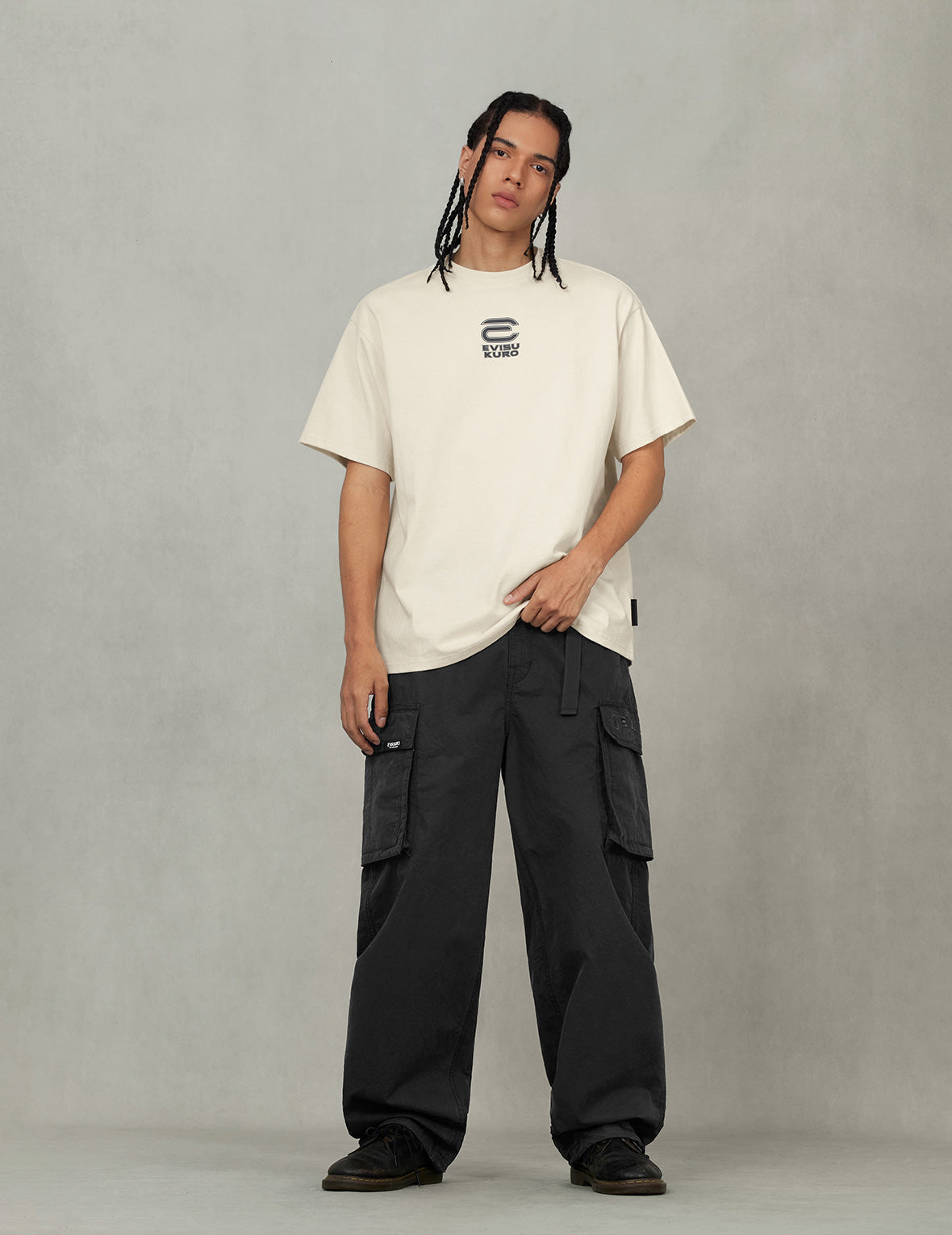 EVISUKUROとコントラストカモメプリント リラックスフィット Tシャツ