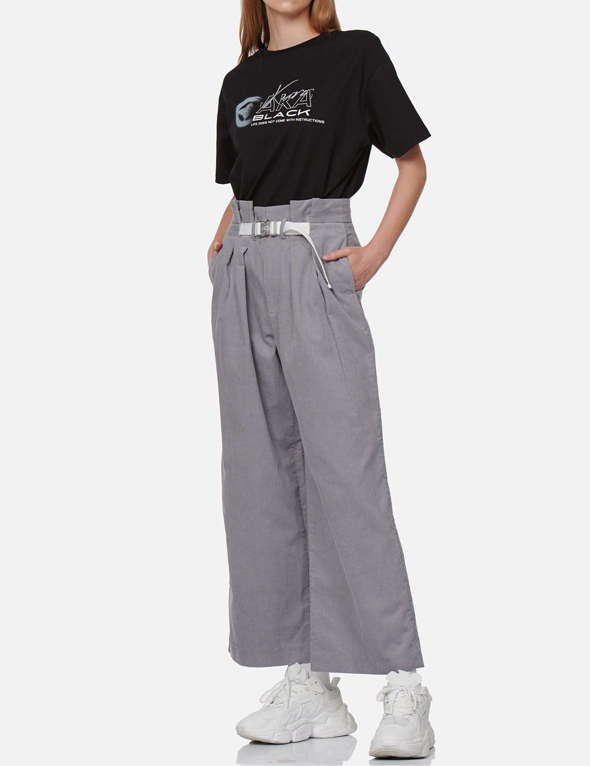 Belted Corduroy Wide Leg Pants