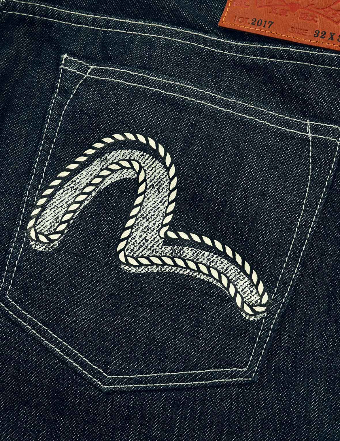 Rope-pattern Seagull Print Carrot Fit Denim Jeans #2017