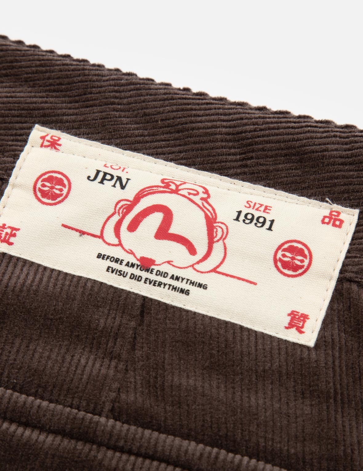 Logo and Seagull Embroidery Relax Fit Corduroy Pants