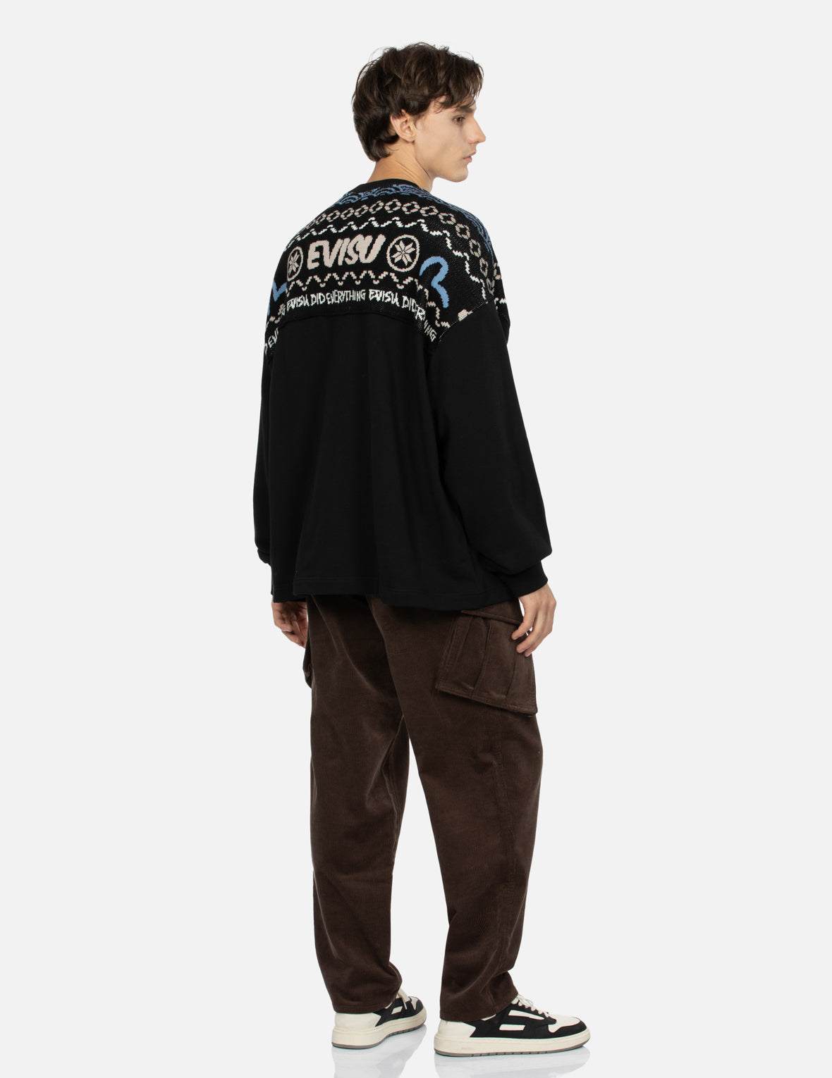 Logo and Seagull Embroidery Relax Fit Corduroy Pants