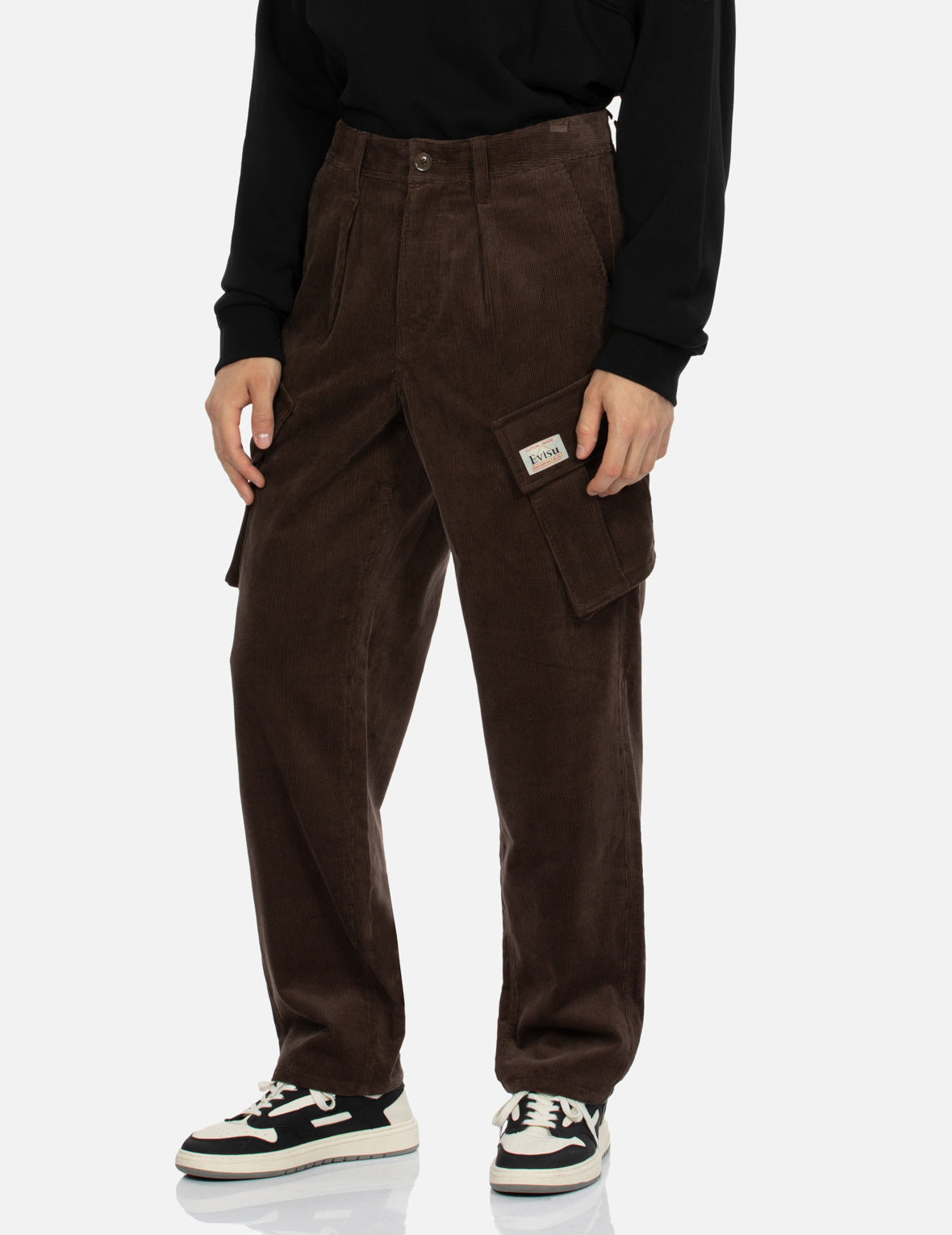 Logo and Seagull Embroidery Relax Fit Corduroy Pants