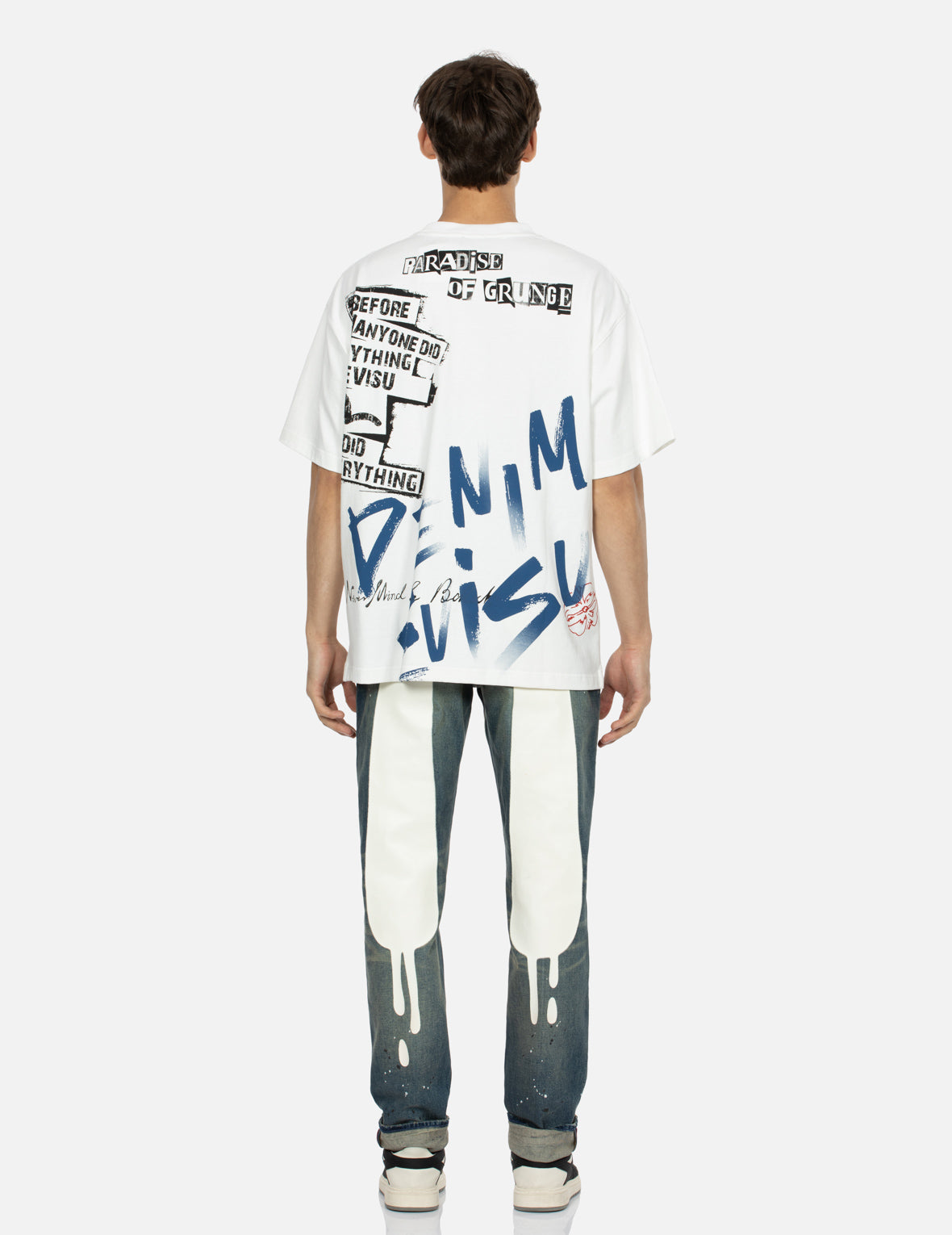 Graffiti Seagull and Text Print Loose Fit T-shirt