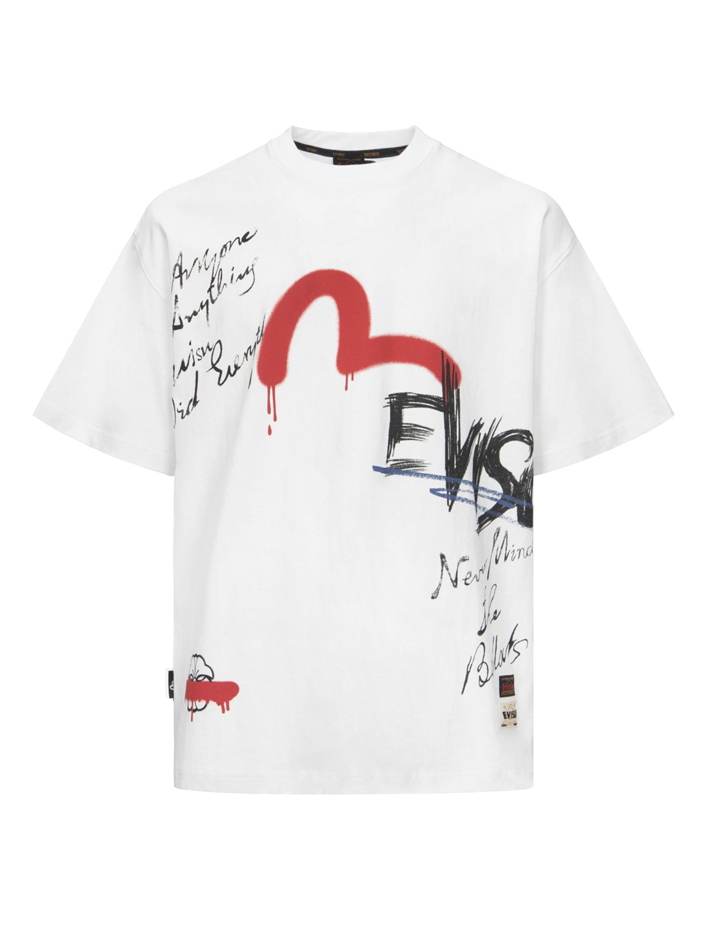 Graffiti Seagull and Text Print Loose Fit T-shirt