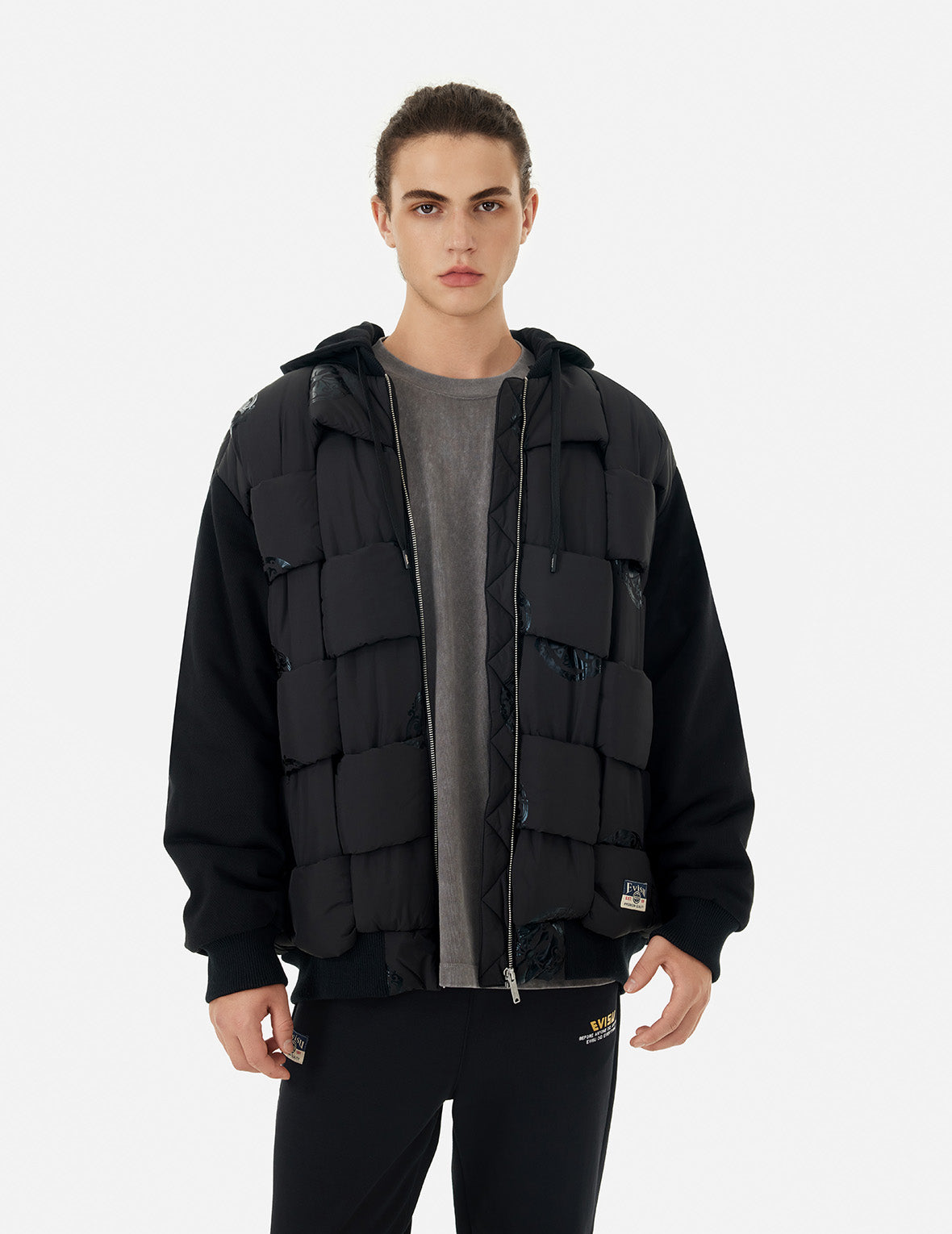 Kamon Print Loose Fit Padded Bomber Jacket – EVISU