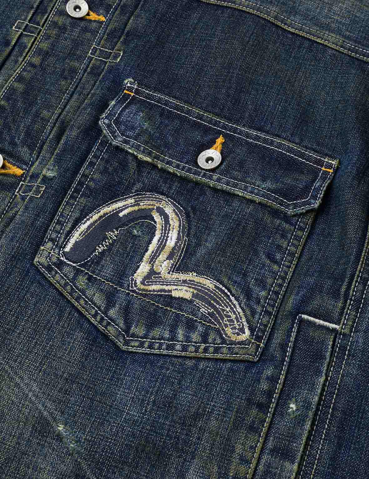 ウォッシュドカモメ刺繍 リラックスフィット デニムジャケット