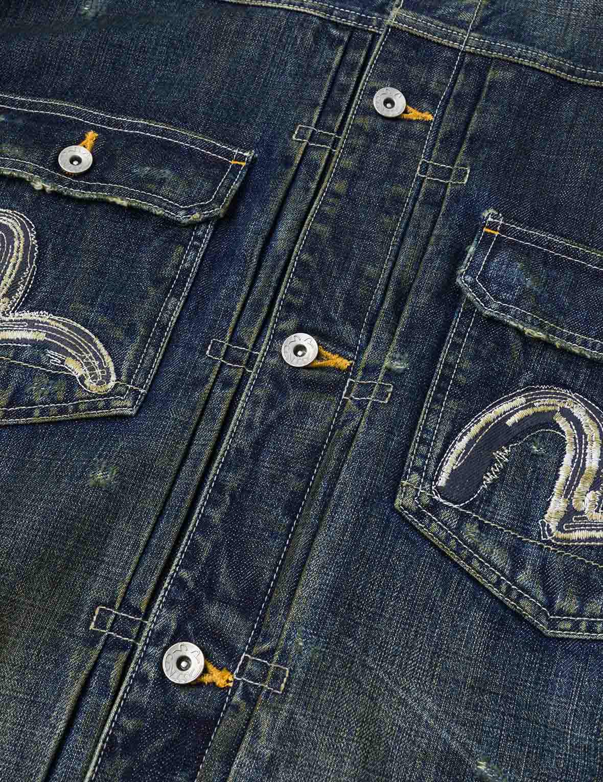 ウォッシュドカモメ刺繍 リラックスフィット デニムジャケット
