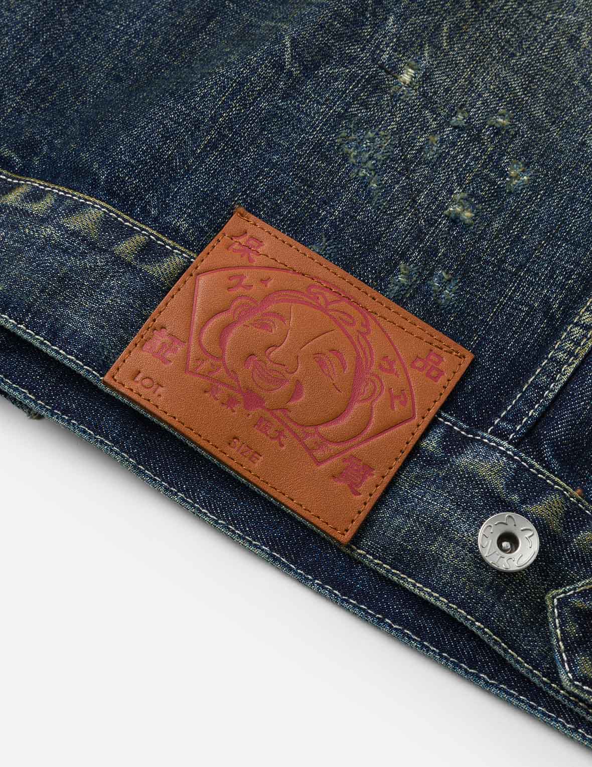 ウォッシュドカモメ刺繍 リラックスフィット デニムジャケット – EVISU