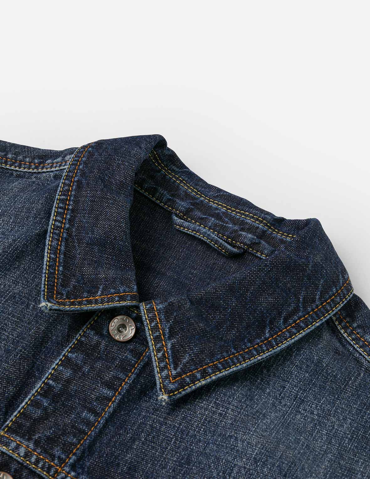 ウォッシュドマルチポケットと獅子舞プリント リラックスフィット デニムジャケット