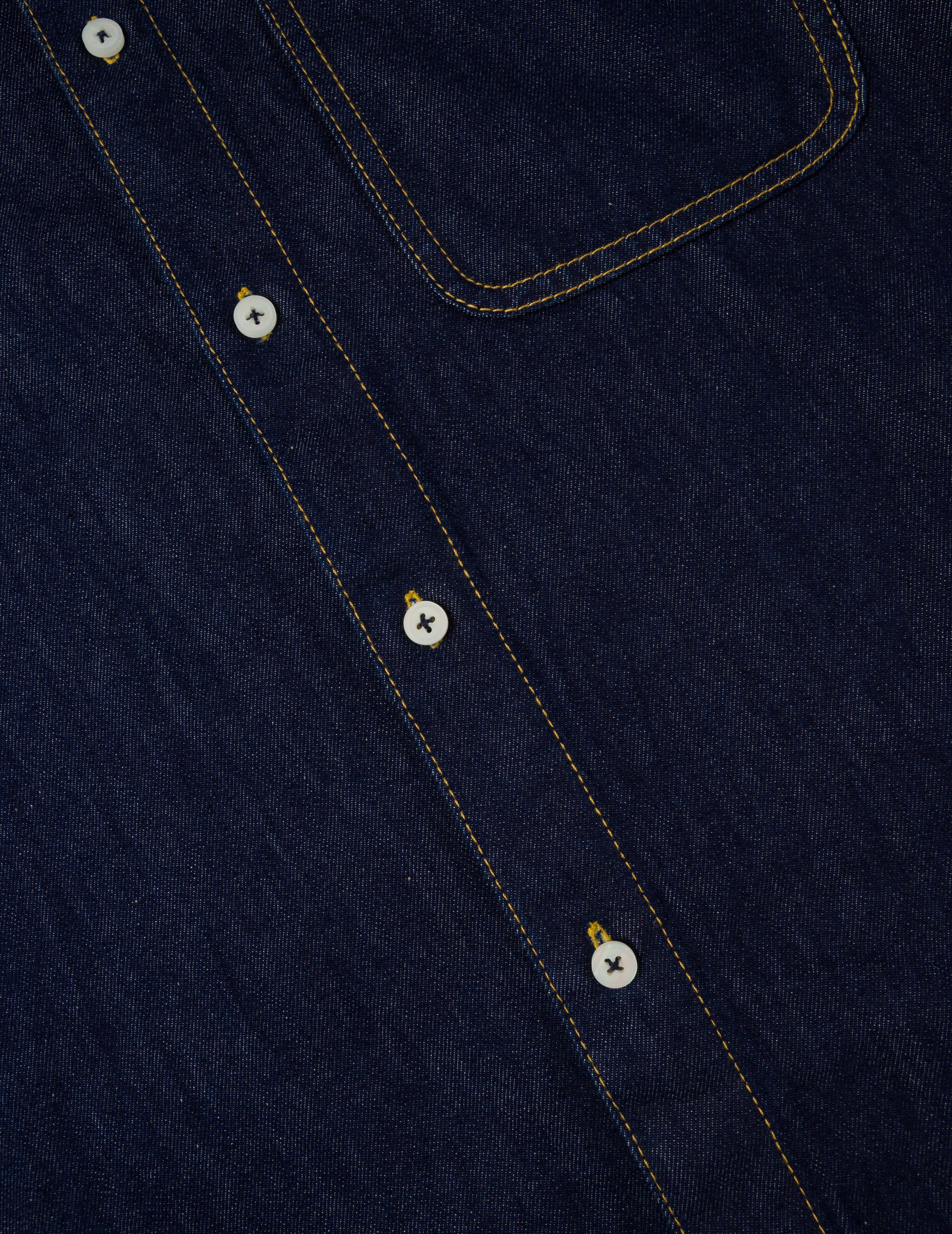 手描き千鳥格子プリント リラックスフィット デニムシャツ – EVISU