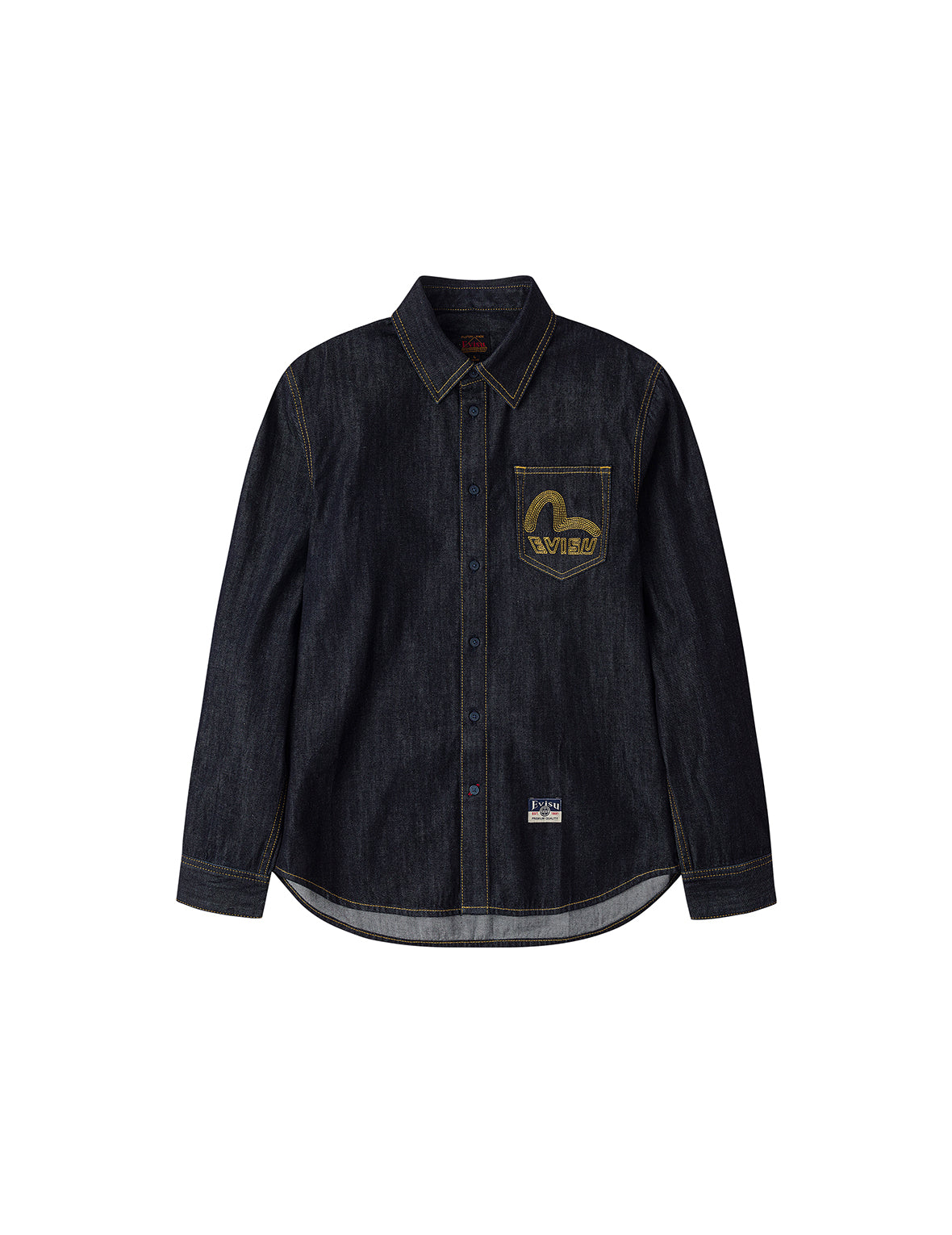 カモメ刺繍 レギュラーフィット デニム長袖シャツ