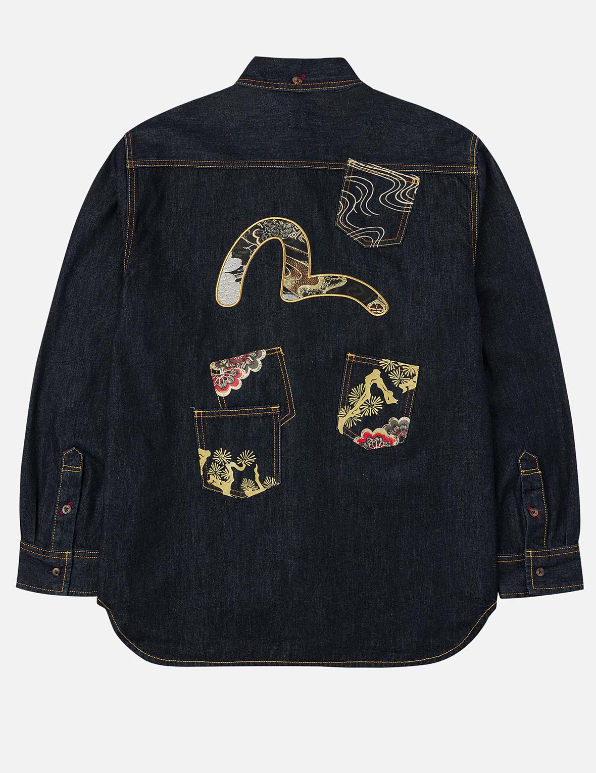 evisu デニムシャツ サイズ44 インサートカモメ刺繍 リラックスフィット デニムシャツ – EVISU