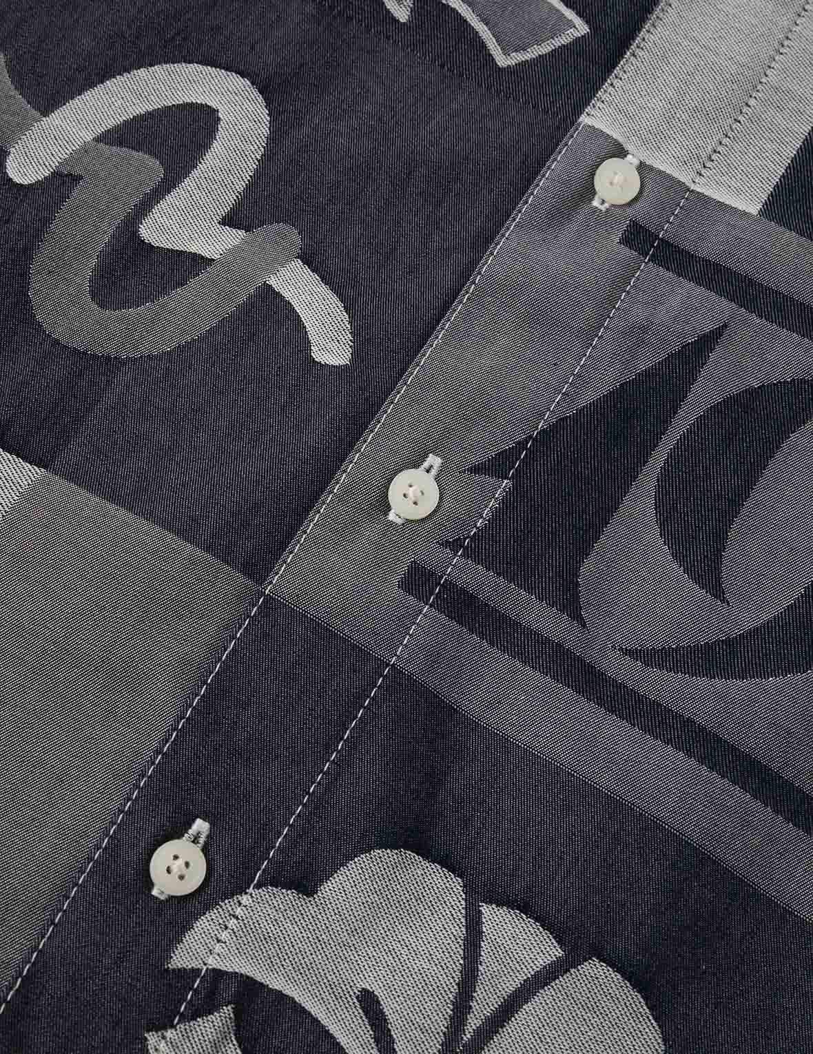 Allover Henohenomohe Godhead Jacquard Relax Fit Denim Shirt