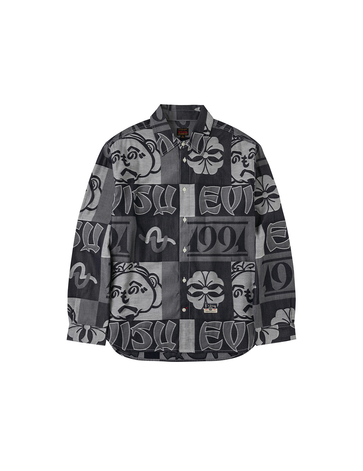 Allover Henohenomohe Godhead Jacquard Relax Fit Denim Shirt