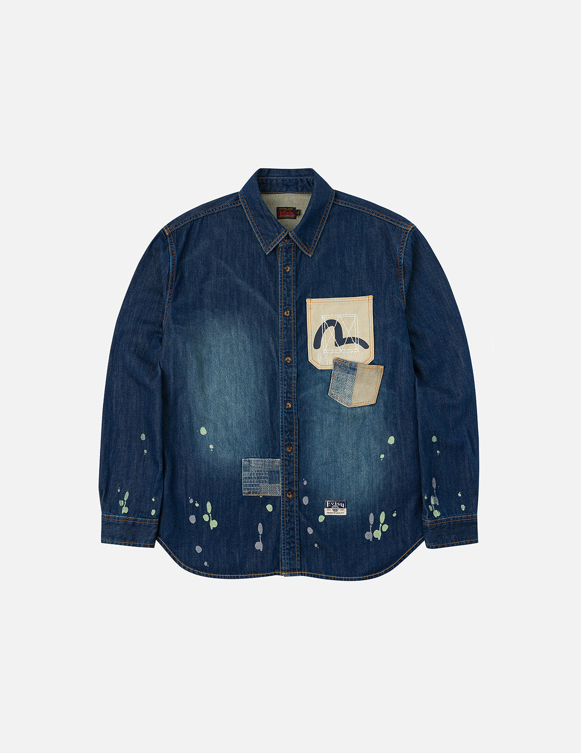 刺し子家紋 リラックスフィット デニムシャツ – EVISU