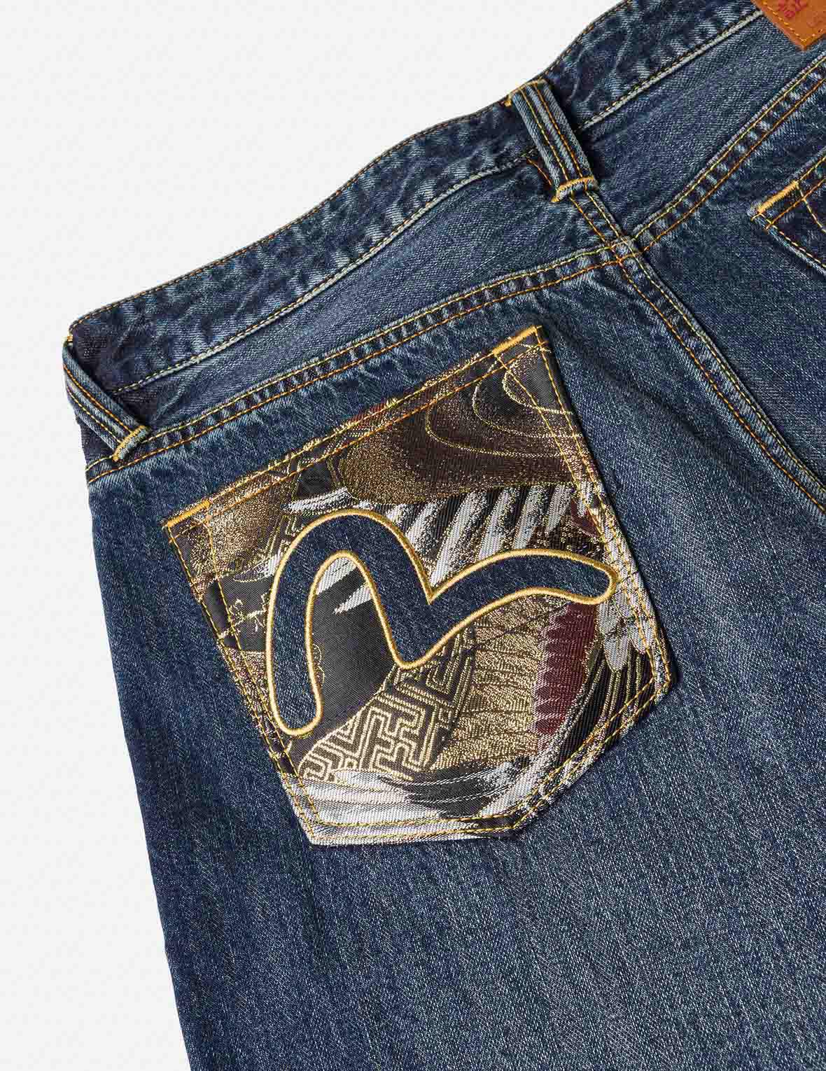 Brocade Patch Pocket Taper Fit Jeans #2017
