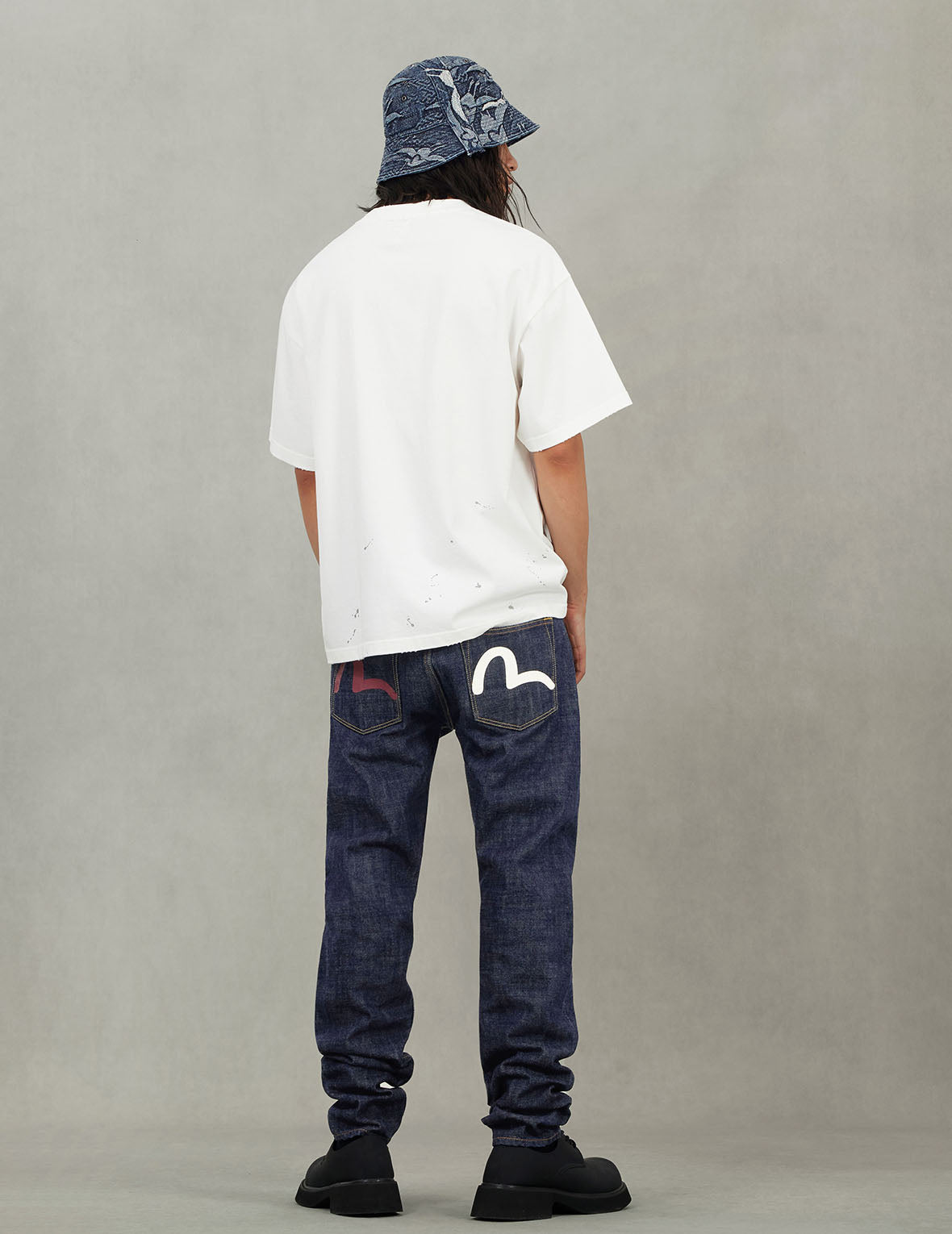 カモメプリントポケット キャロットフィット ジーンズ #2017