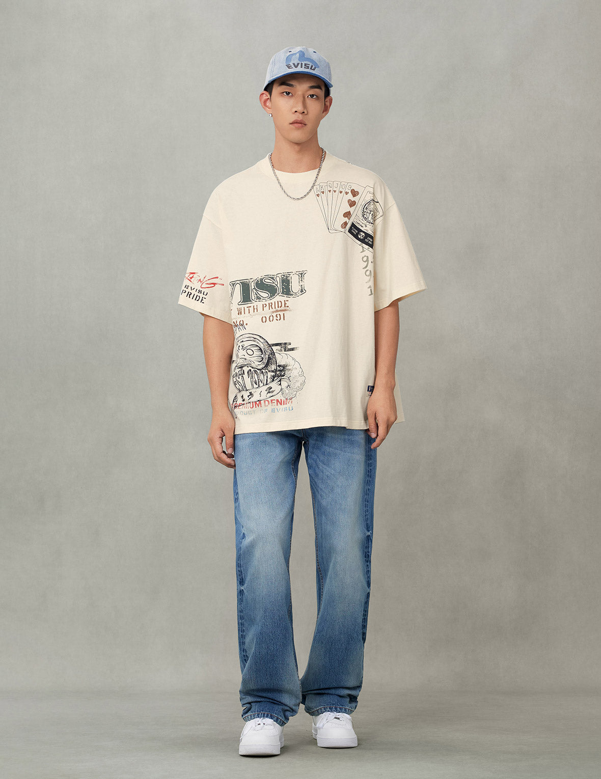 イエロー大黒プリント レギュラーフィット ジーンズ #2020 – EVISU