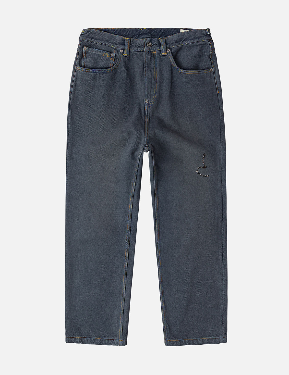 evisuデニム New VTG Evisu Jeans Mens 40x32 Blue Red Embroidered Selvedge