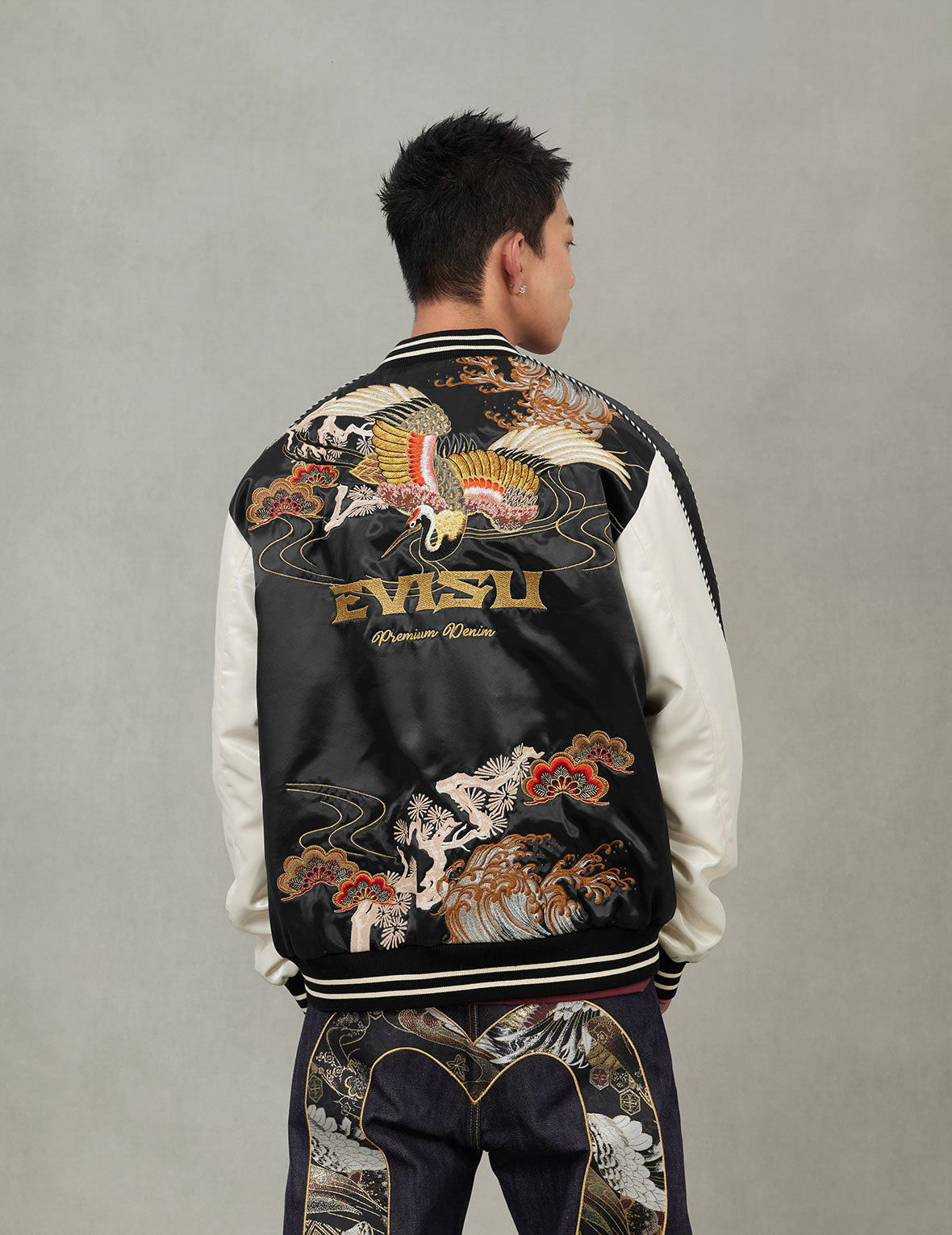 EVISU スカジャン 大阪ニッポン 鶴刺繍 EVISU スカジャン 大阪ニッポン 鶴刺繍
