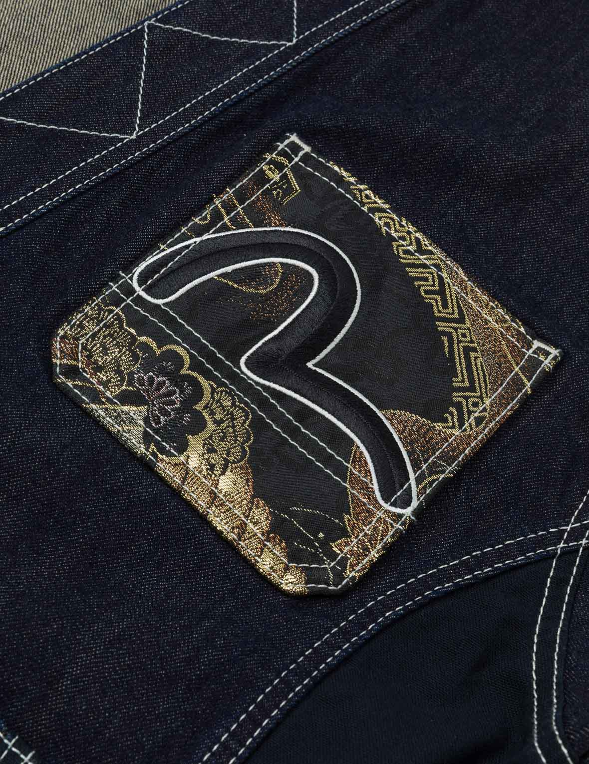 多ポケットブロケードパッチ リラックスフィット デニム着物 – EVISU