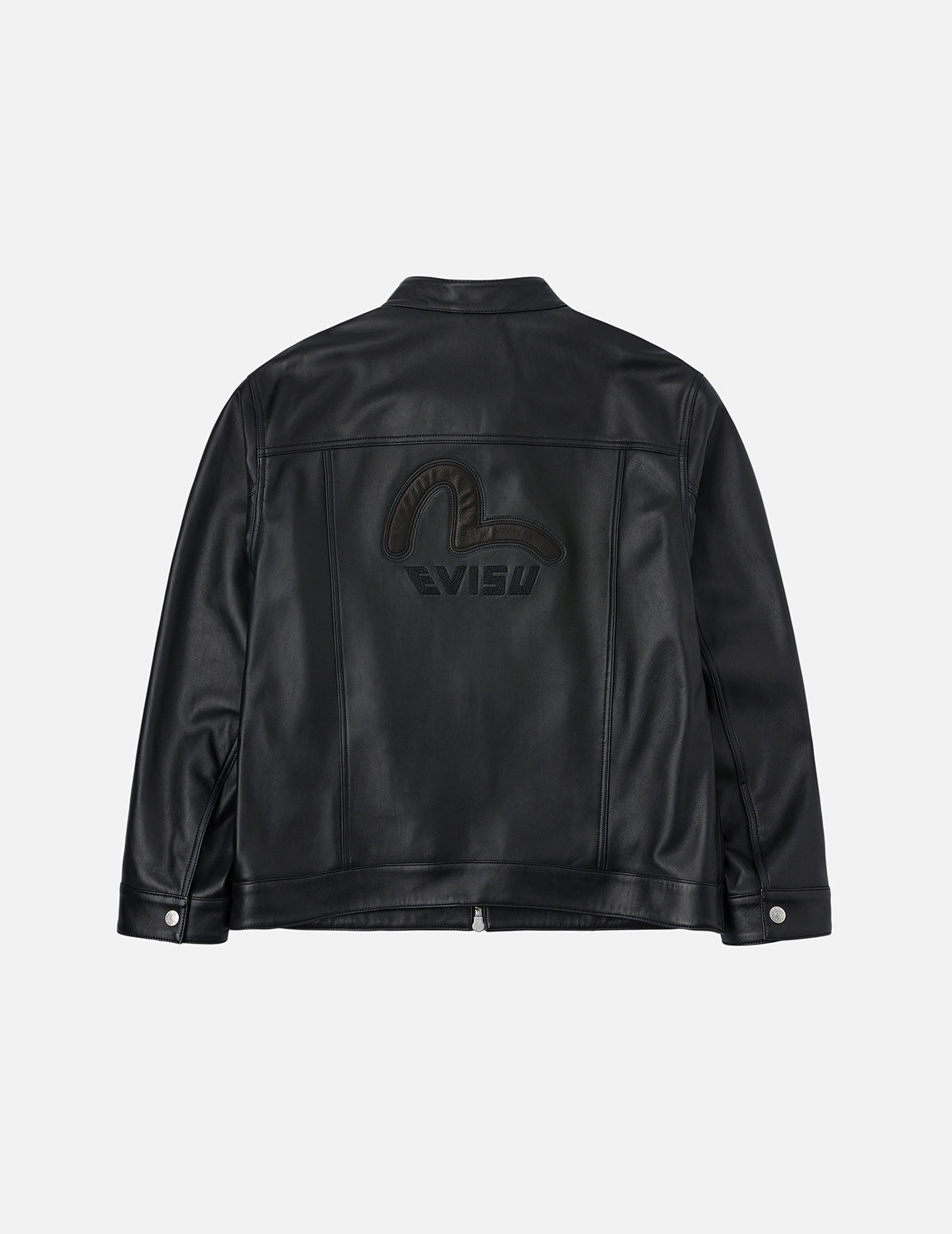 ロゴとカモメ刺繍 レギュラーフィット レザージャケット – EVISU